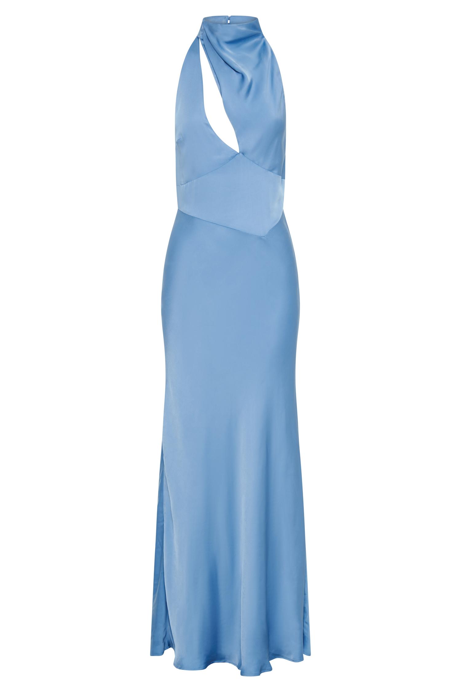 Belladonna Satin Halter Maxi Dress - Iris Blue Product Image