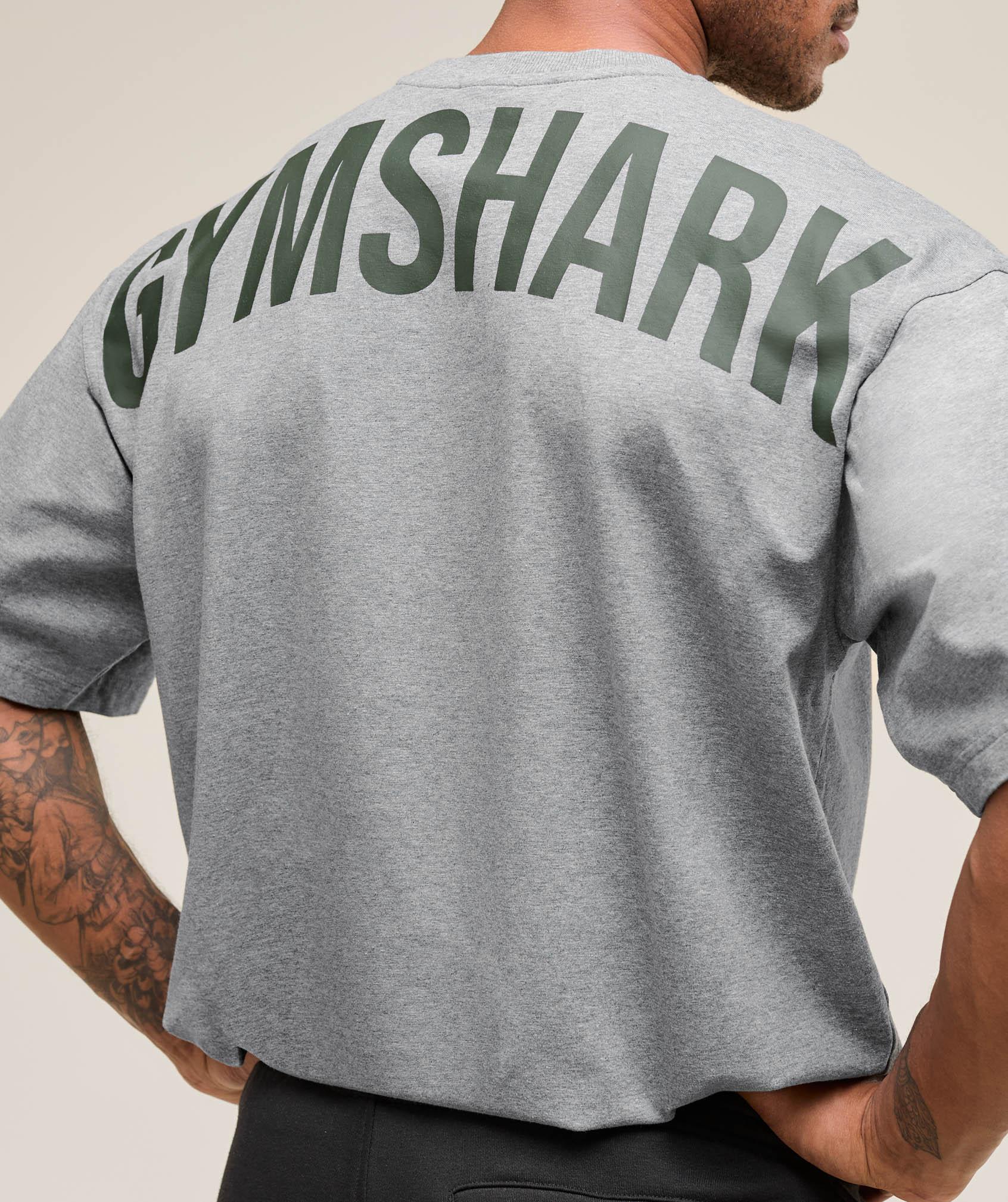 Gymshark Power T-Shirt - Charcoal Core Marl/Trail Green Male Product Image