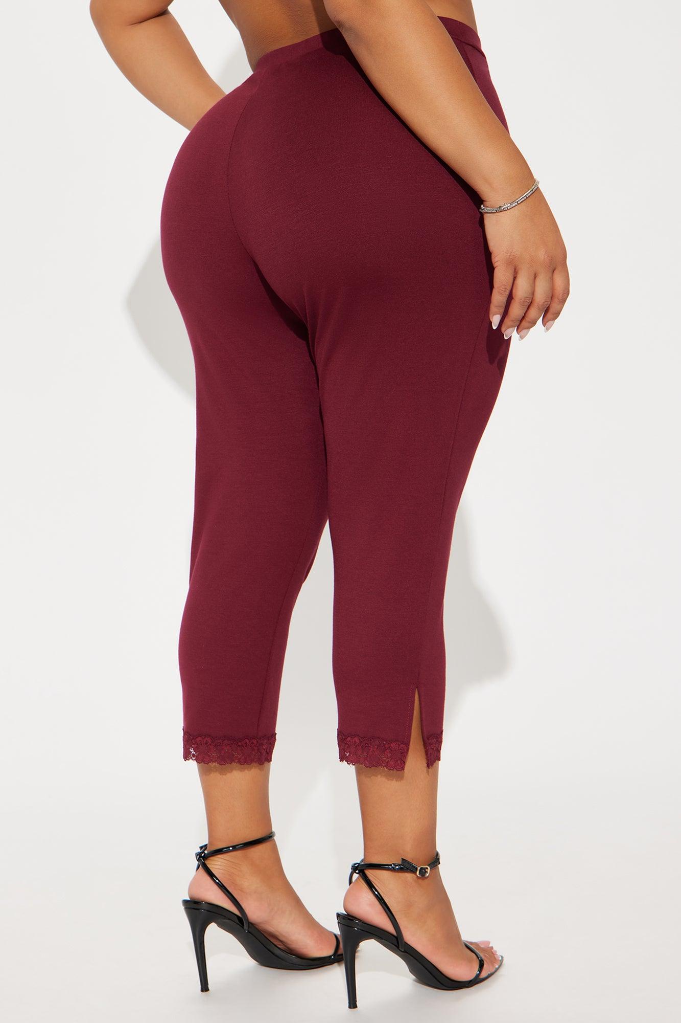 Swept Away Lace Trim Capri Legging - Wine Product Image