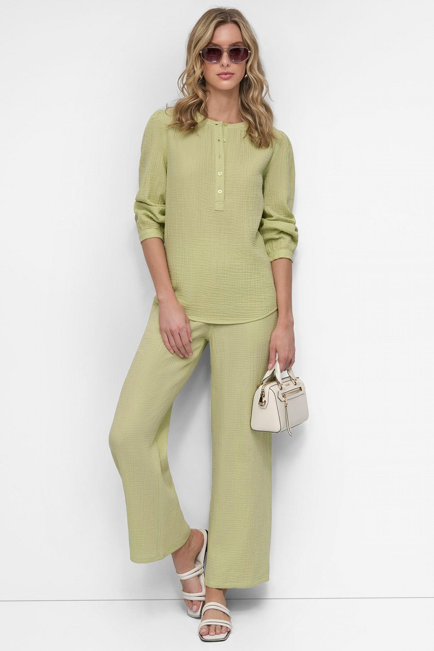 JEWEL NECKLINE HENLEY LONG SLEEVE Product Image