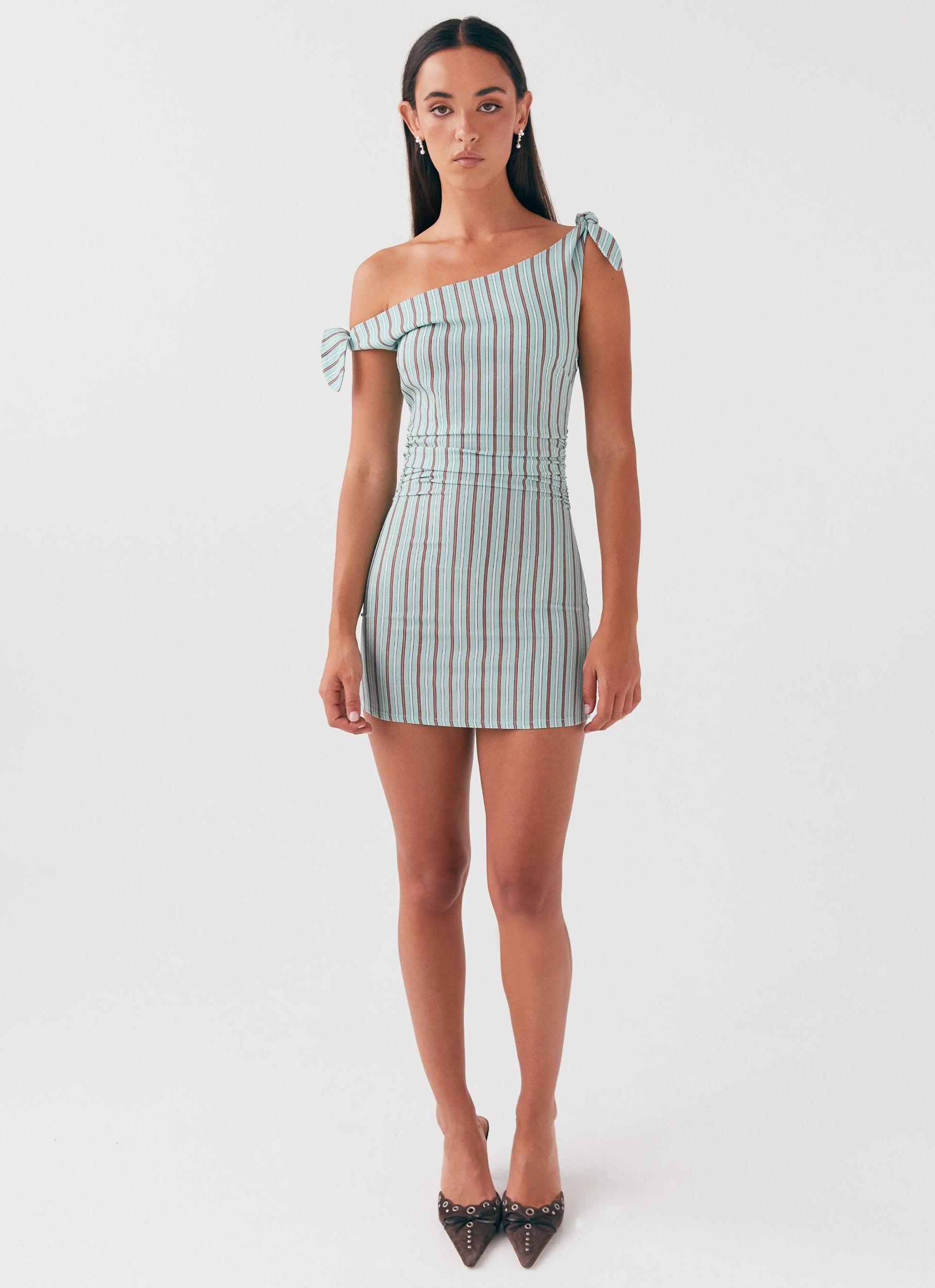 Amazonia Linen Mini Dress - Coastal Stripe Product Image