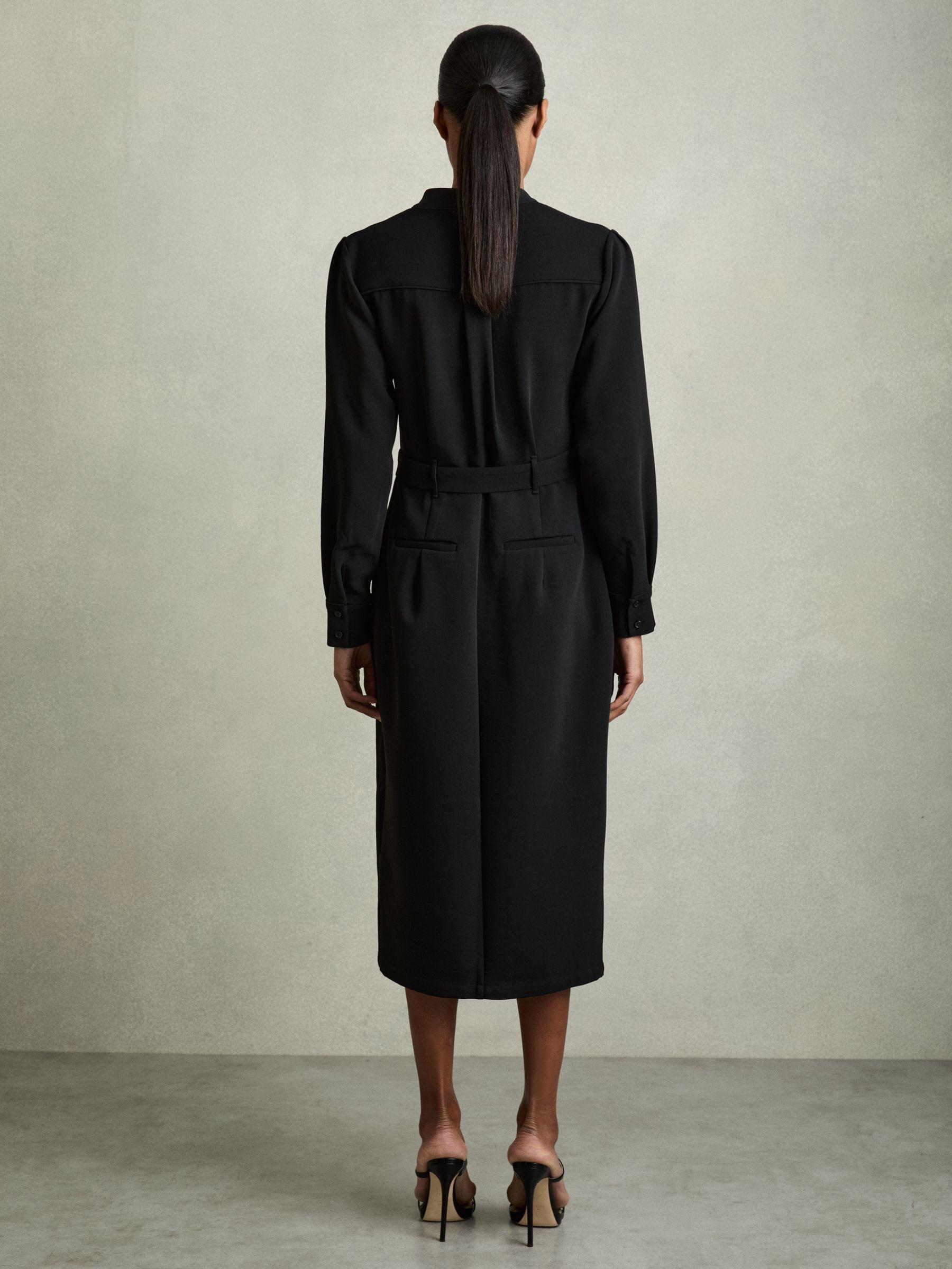 Twill Belted Shirt Dress in Black Product Image