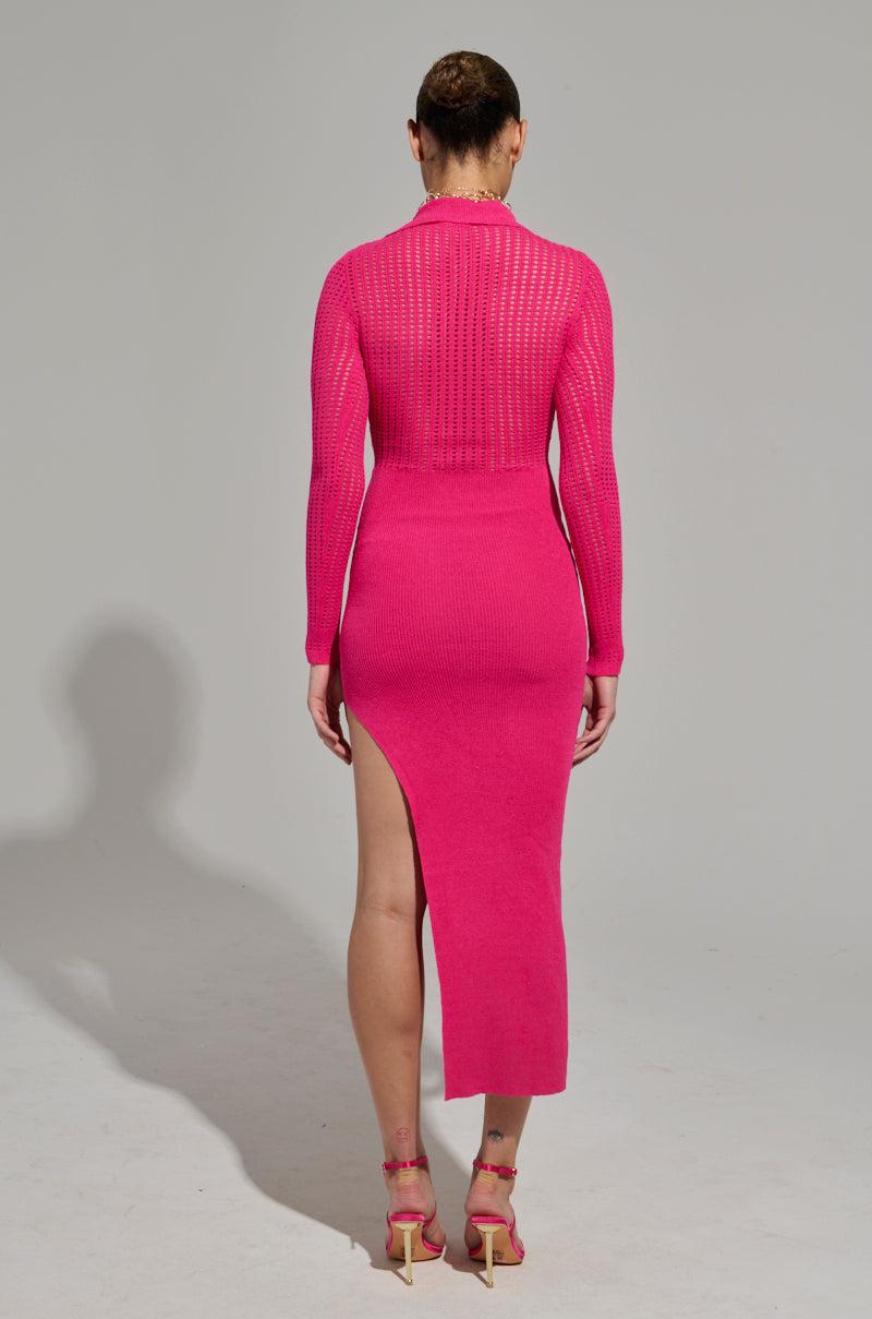 KEEP IT SIMPLE PINK KNIT MIDI DRESS Product Image