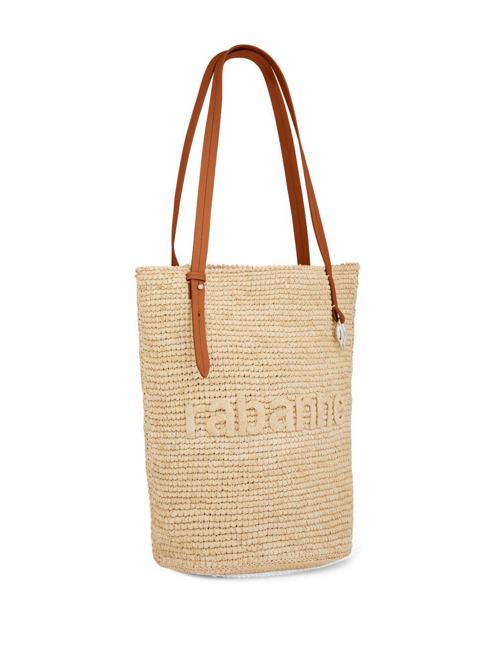 logo-embroidered raffia tote bag Product Image