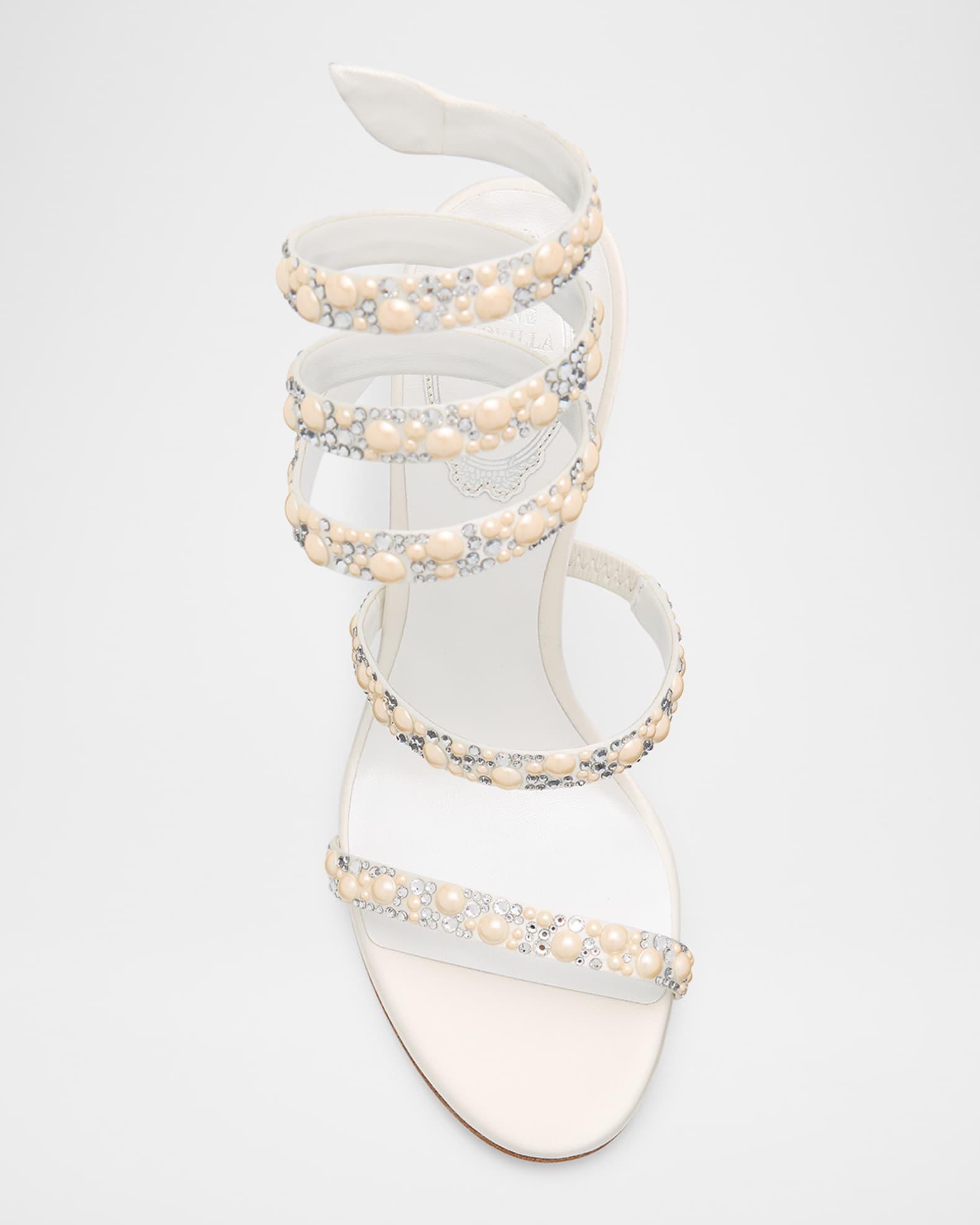 Cleo Satin Crystal Snake-Wrap Sandals Product Image