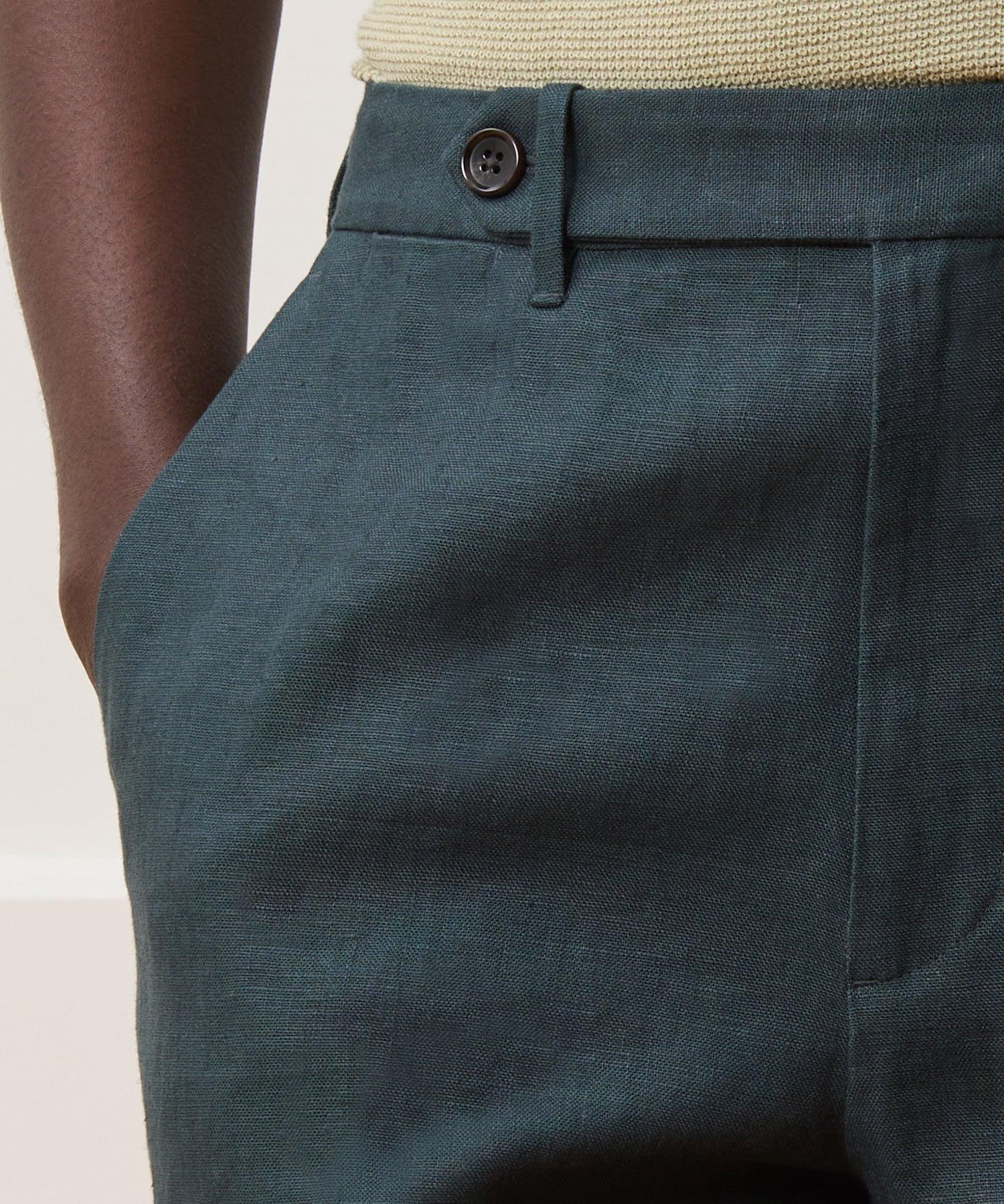 Straight Fit Linen Tab Trouser Product Image