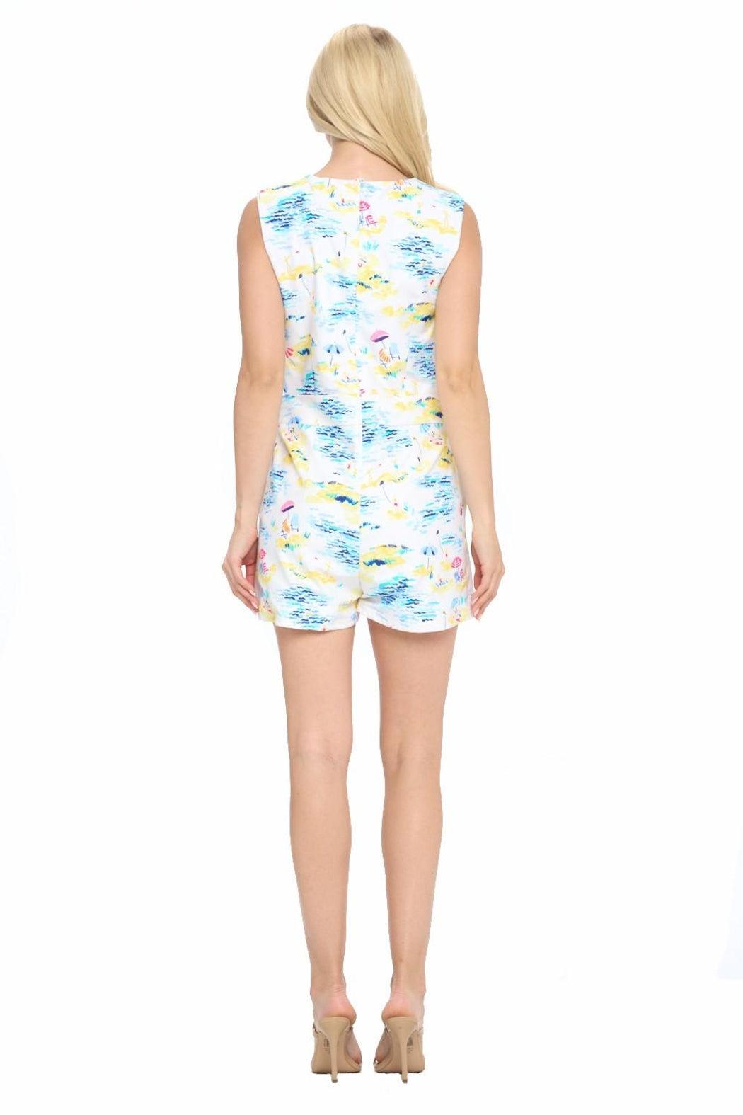 White Printed Romper Product Image