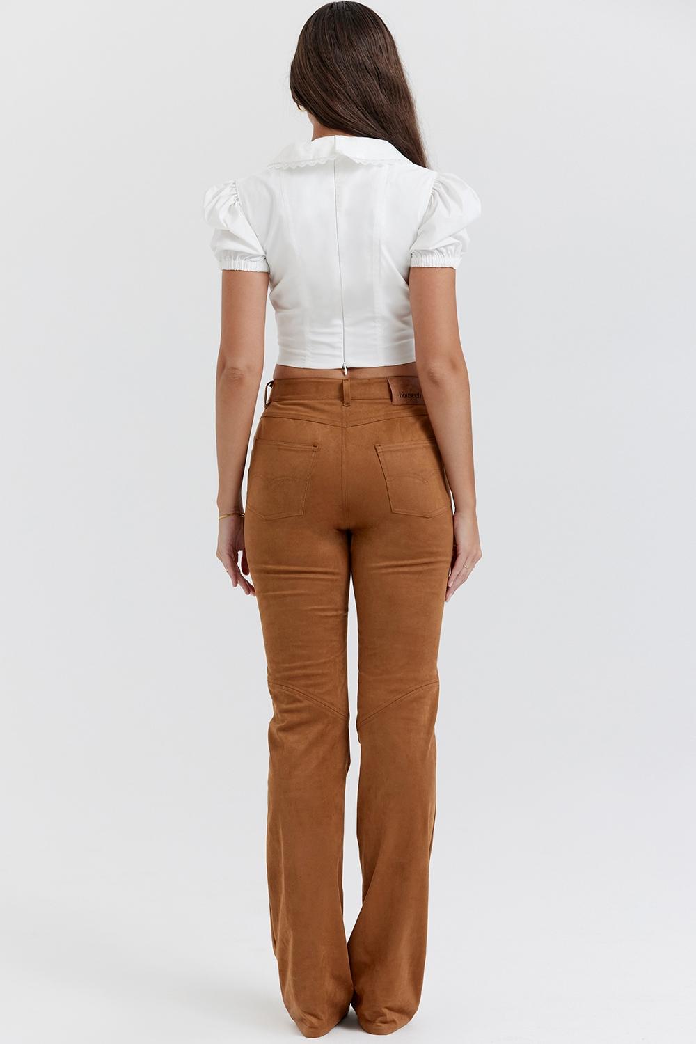 Apollo  tan vegan suede trousers - sale Product Image