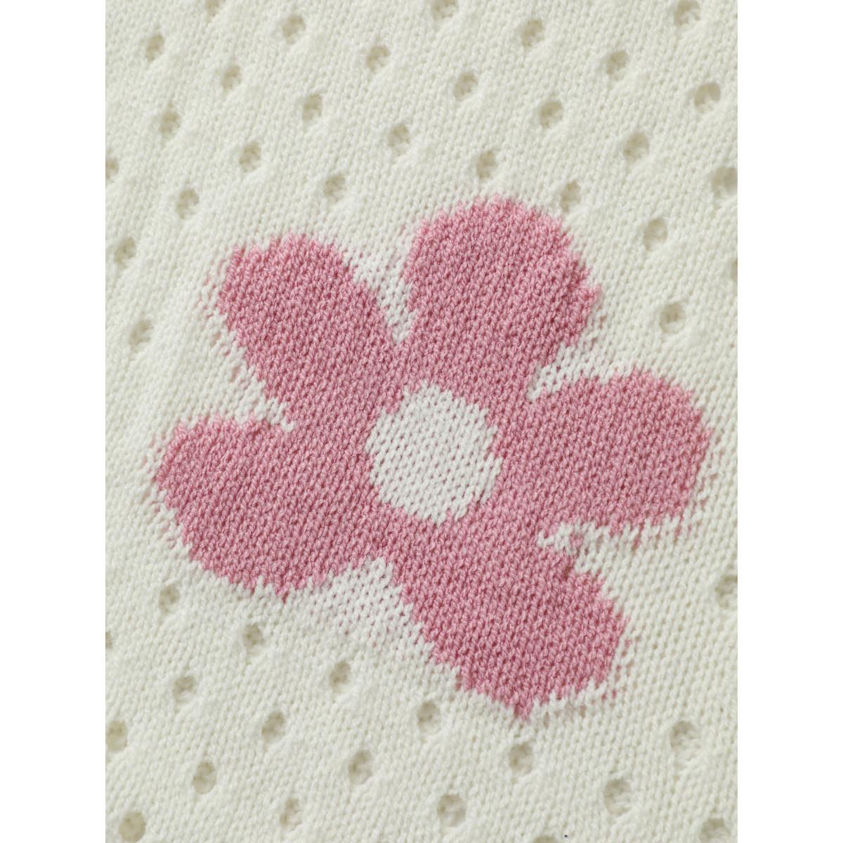 Plus Size Floral Cut-Out Textured Knit Cardigan Apricot Women Playful Loose Long Sleeve Casual Cardigans BloomChic 12/L Product Image