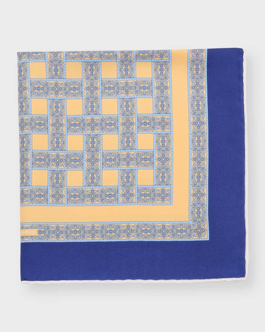 Men's Silk Quatrefoil-Print Handkerchief Product Image