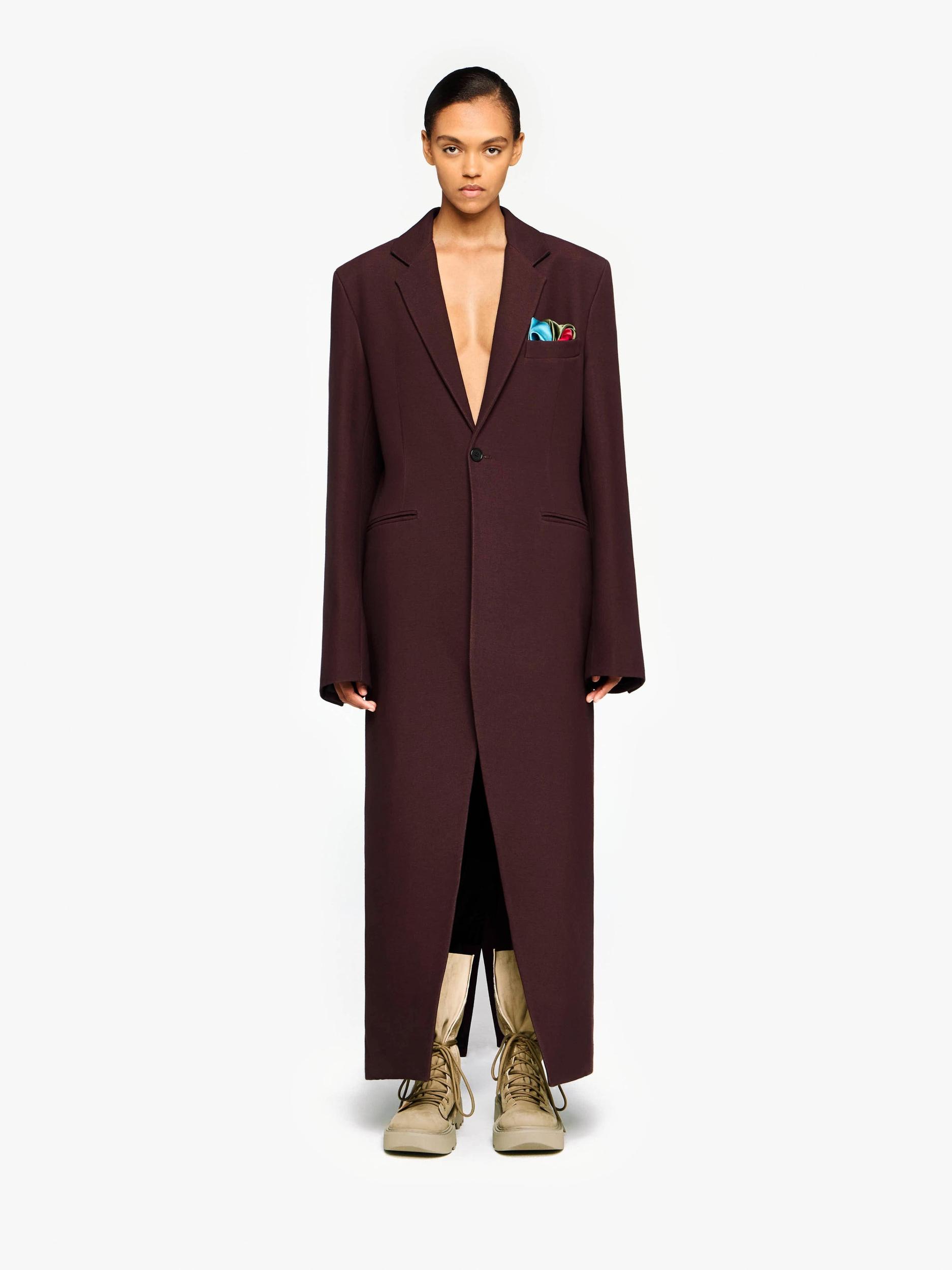 LONG COAT WITH SATIN HANDKERCHIEF Product Image