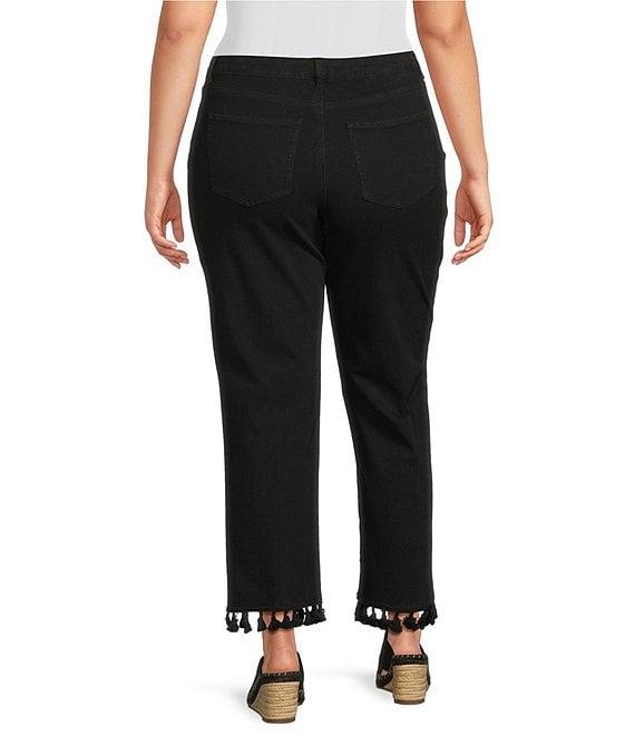 John Mark Plus Size Tassel Trim Hem Ankle Pants Product Image