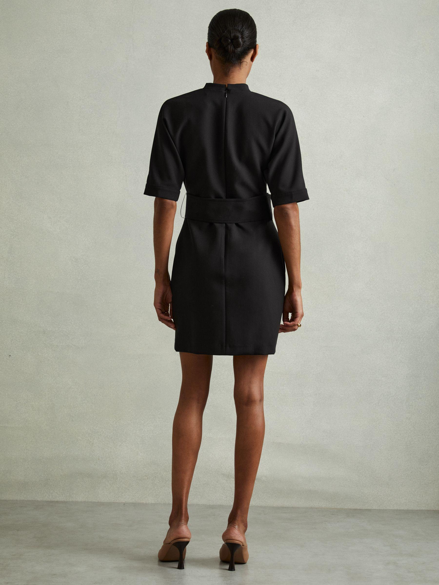 Belted Mini Dress in Black Product Image