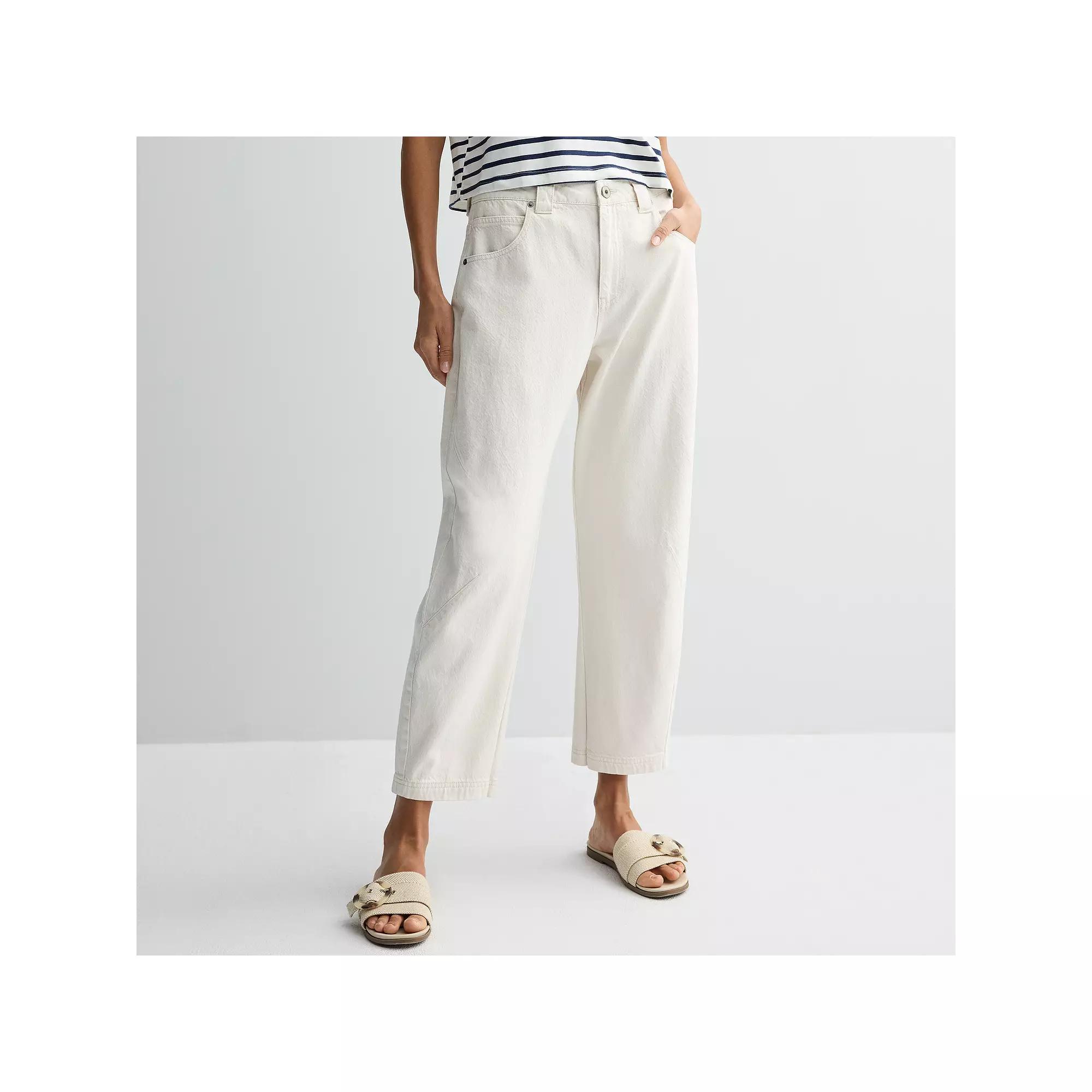 Women's Fourth + Bay Barrel Jeans, Size: 8, Ivory Product Image