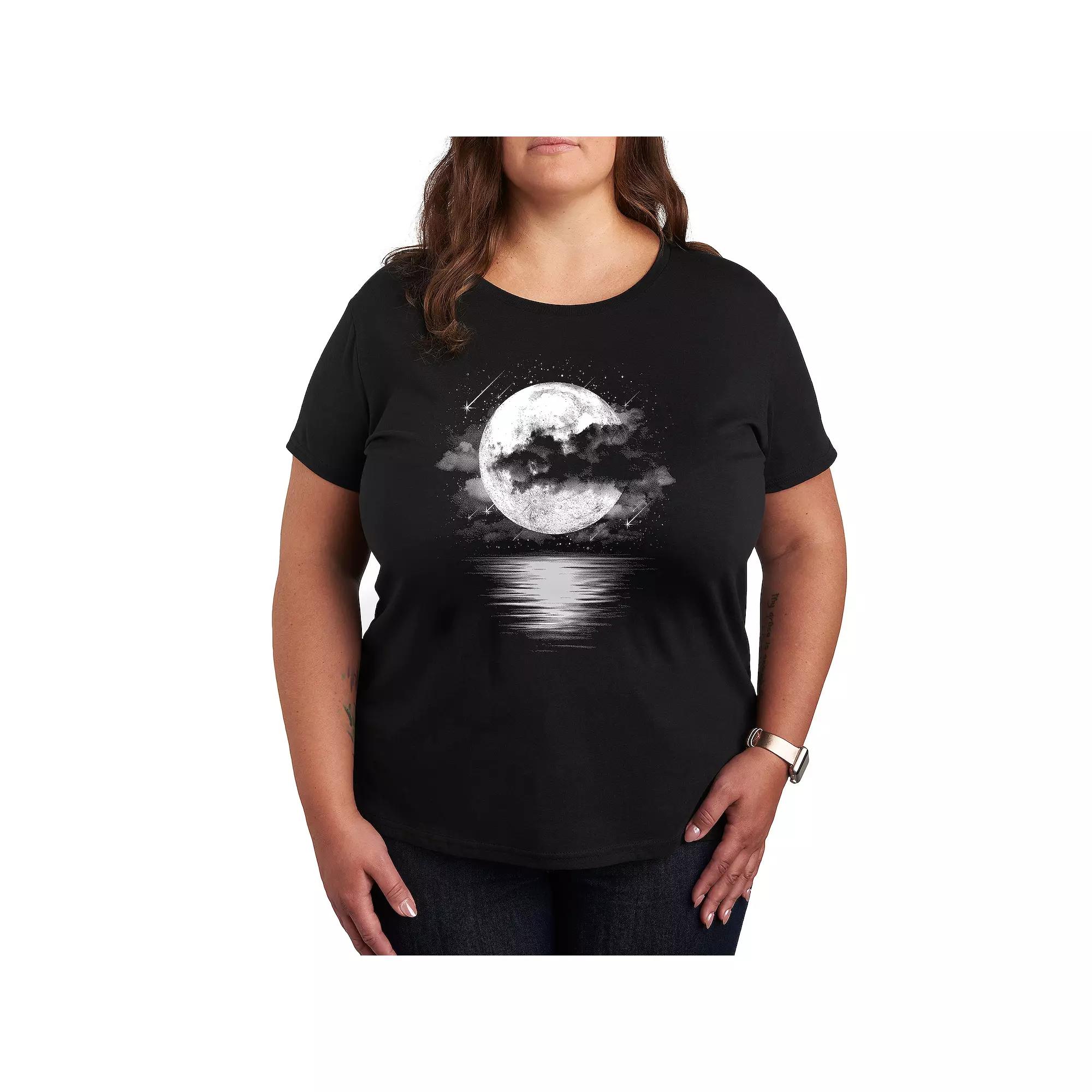 Plus Cloudy Moon Shooting Stars Graphic Tee, Women's,  Product Image