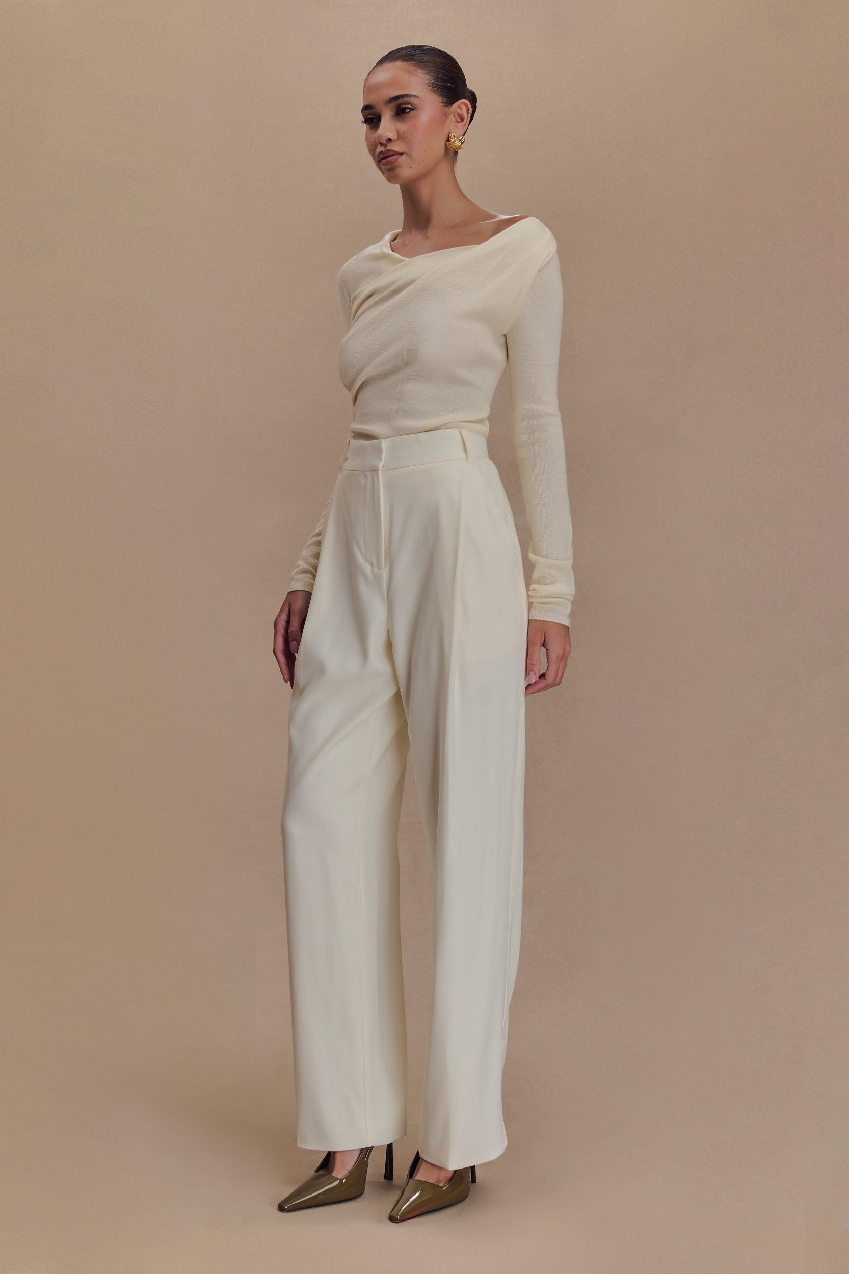 Culver Draped Twist Knit Top - Cream Product Image