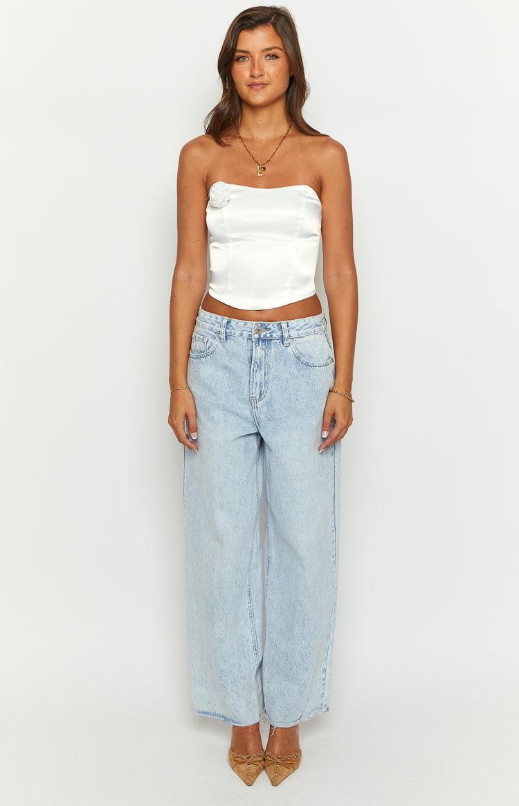 Ember Elegance White Satin Corset Top Product Image