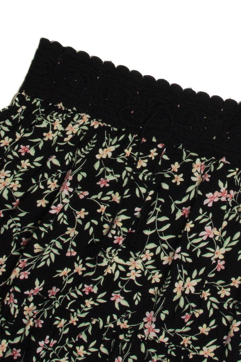Black Crochet Top Floral Mini Skirt Product Image