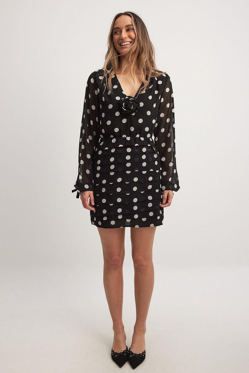 Gathered V-Neck Mini Dress Product Image