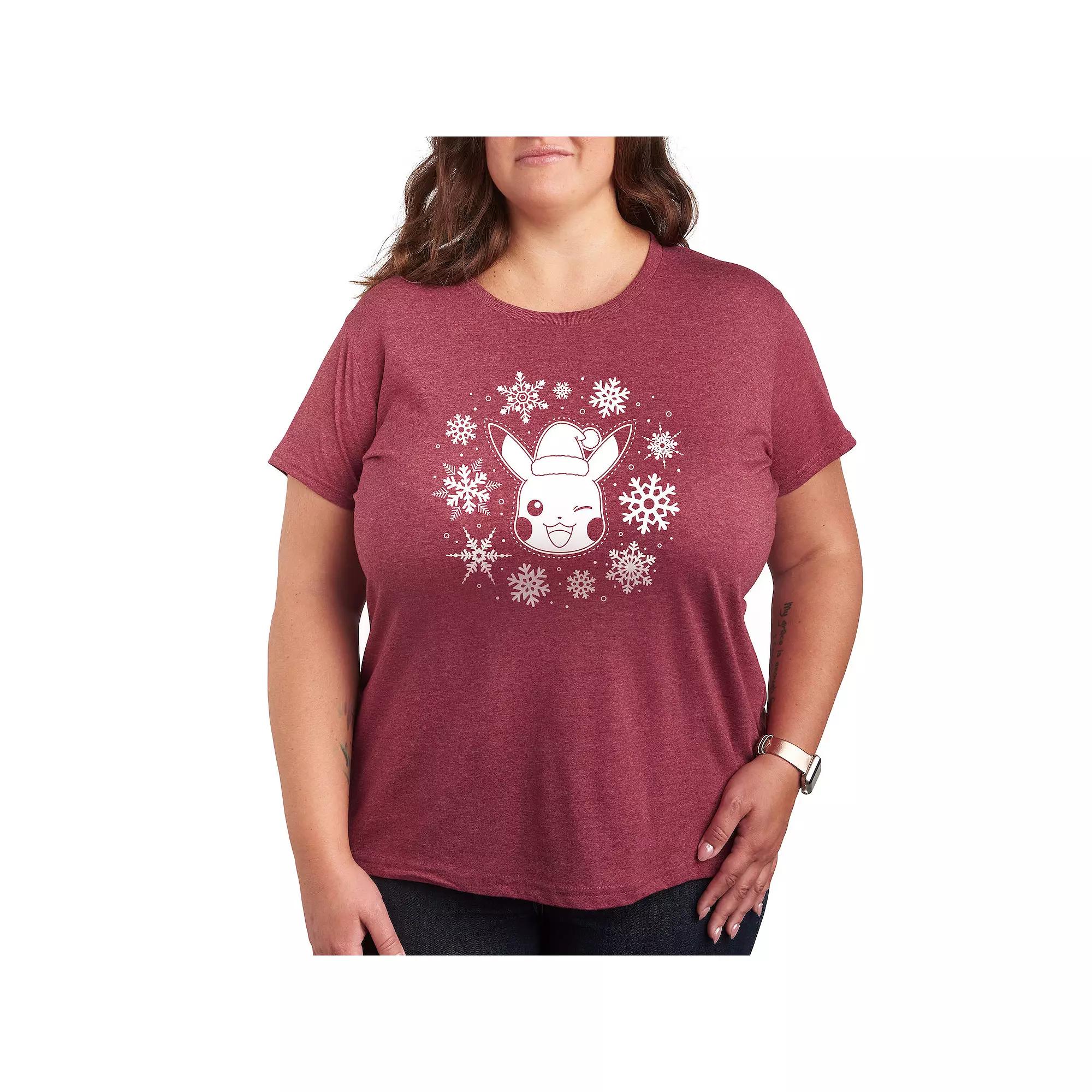 Plus Pokemon Pikachu Snowflakes Graphic Tee, Women's,  Product Image