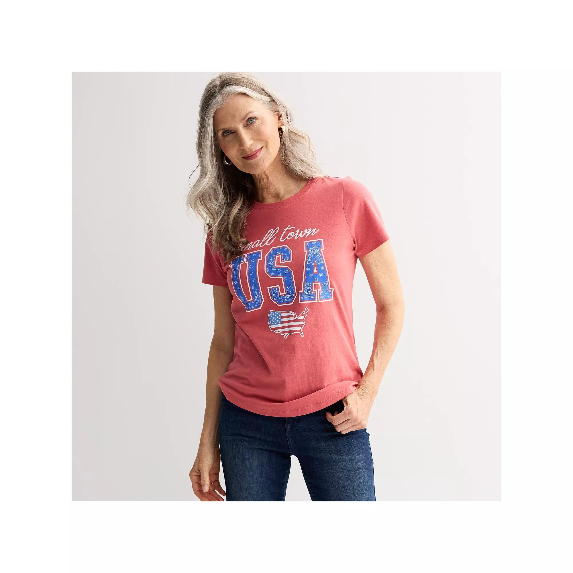 Women's Small Town USA Americana Graphic Tee, Size: Medium, Red Product Image