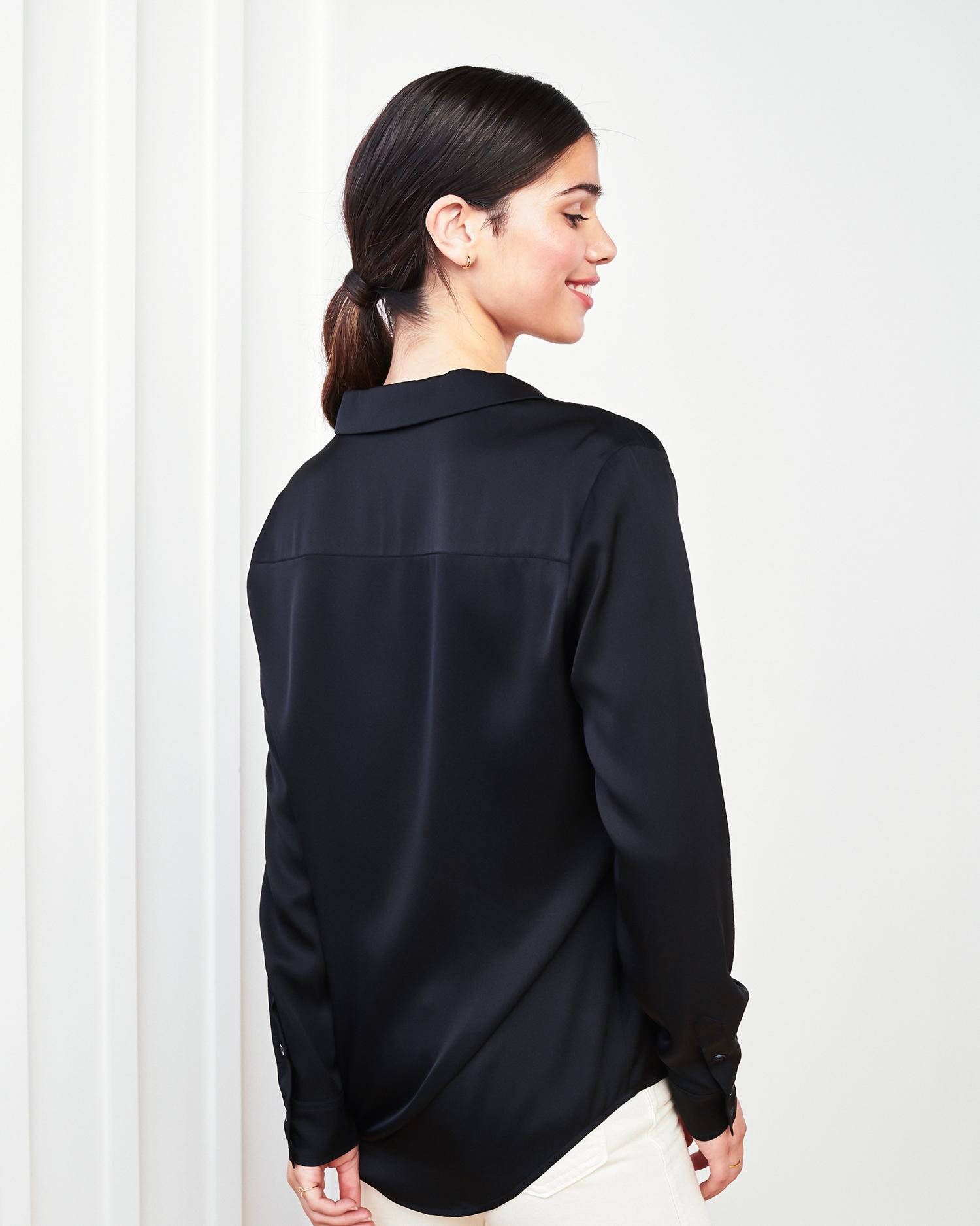 Quince | Women's 100% Washable Silk Stretch Notch Collar Blouse Product Image