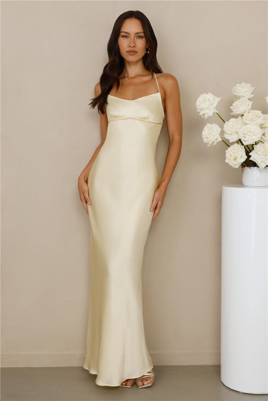 The Samara Satin Maxi Dress Yellow Product Image