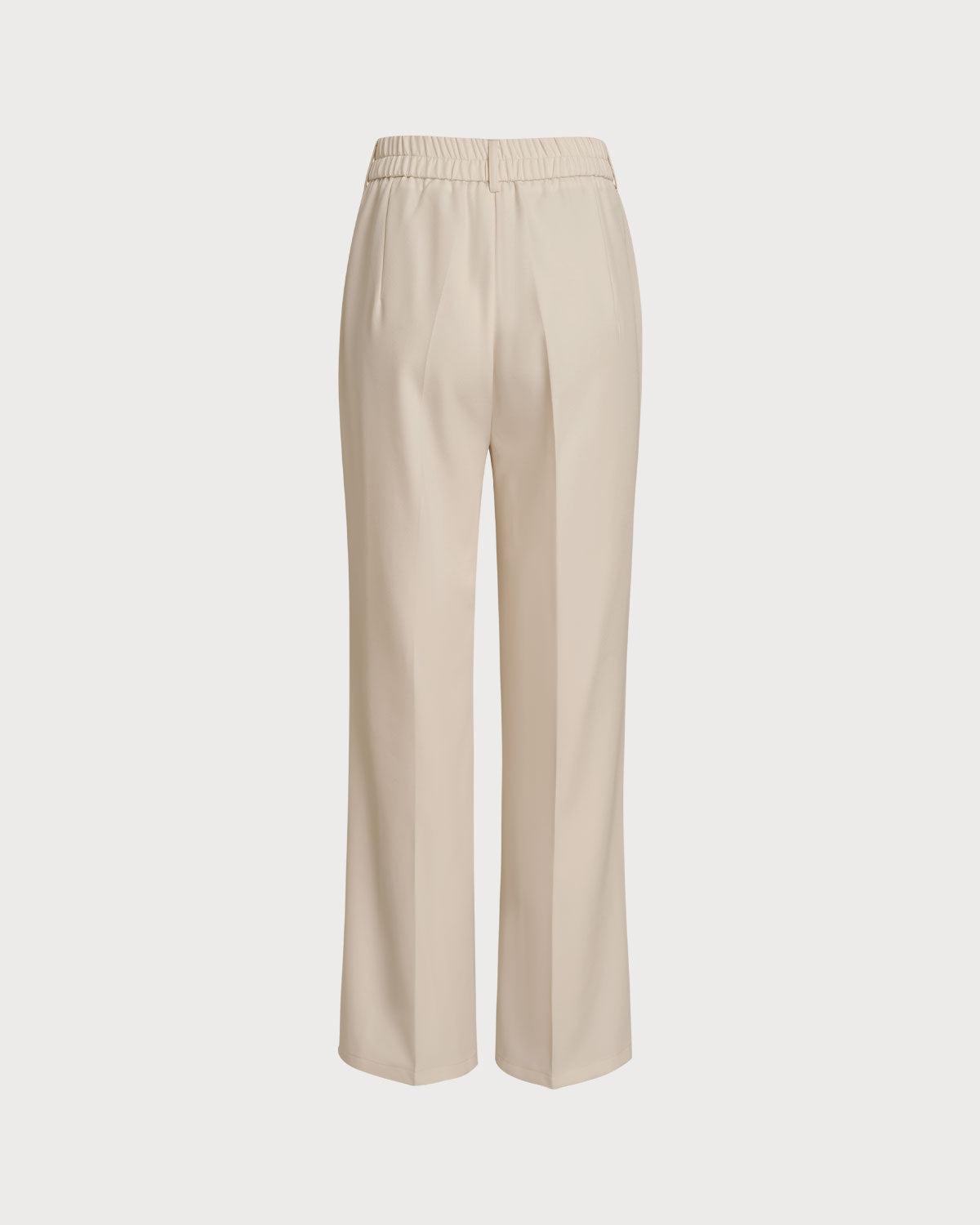 Apricot Elastic Waist Straight Pants Product Image