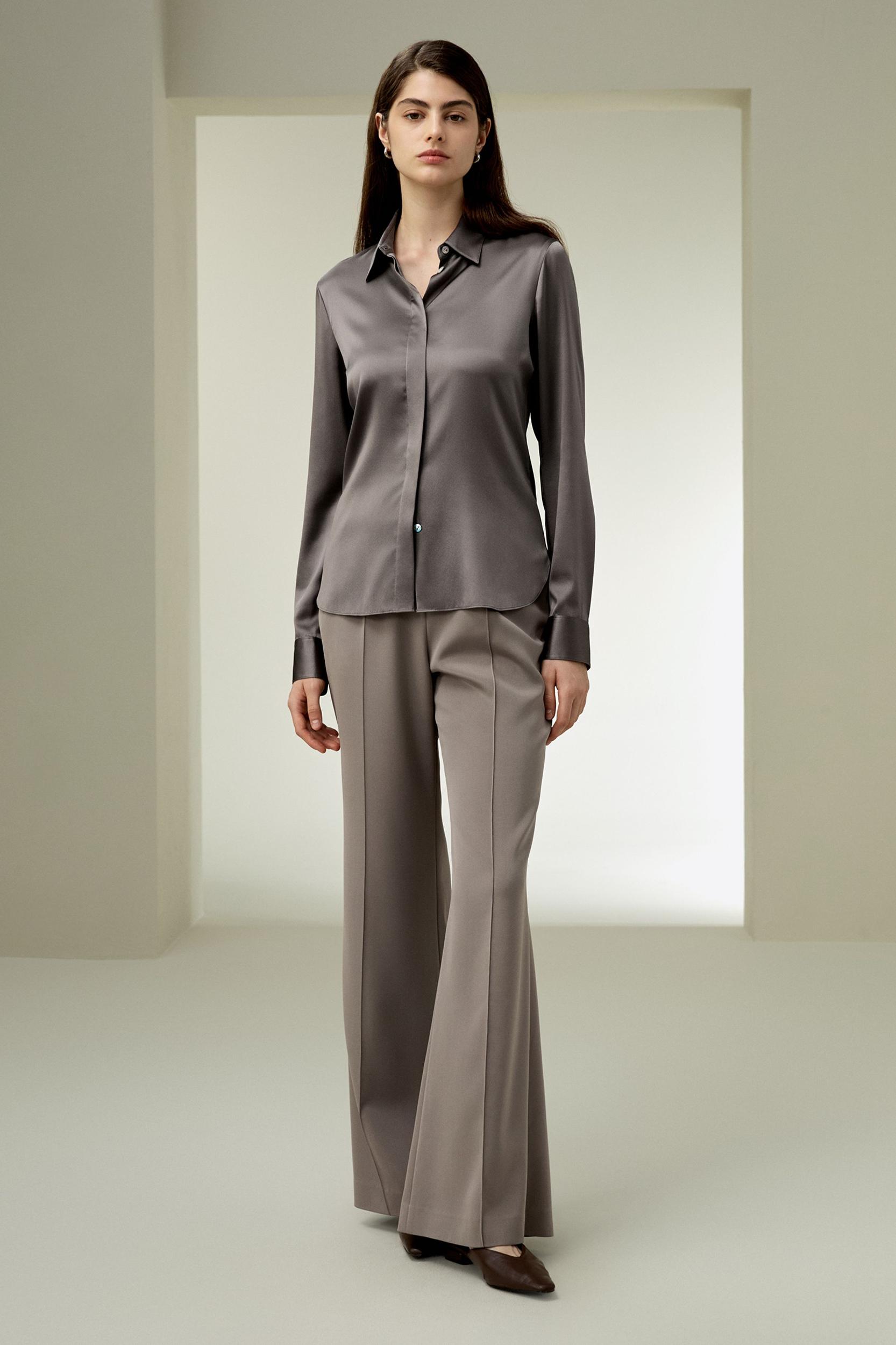 LILYSILK Silk Shirt Women - Black Natural Silk - Gorgeous Hidden Placket Tops XS Product Image