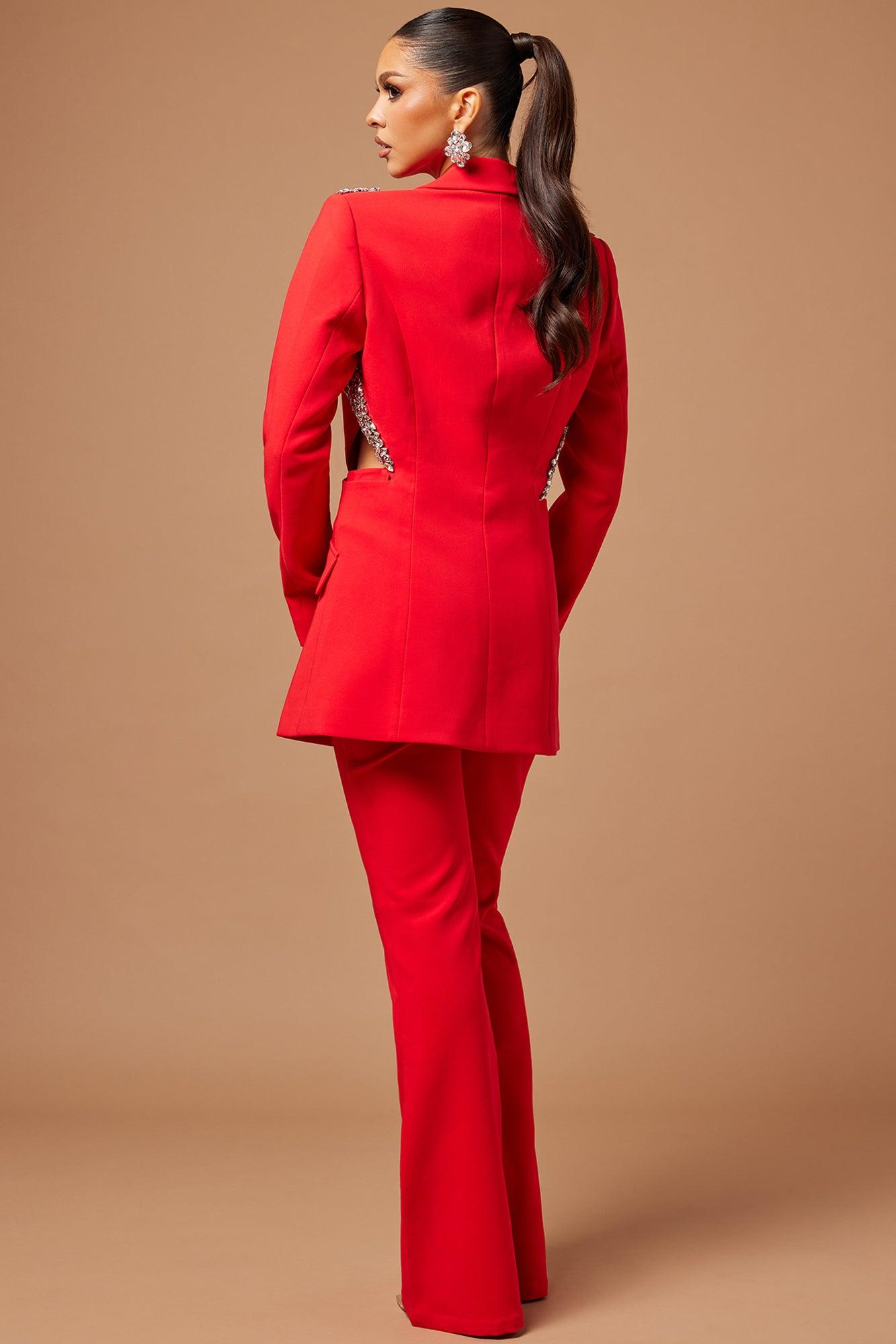 Claire Embellished Suit Set - Red Product Image