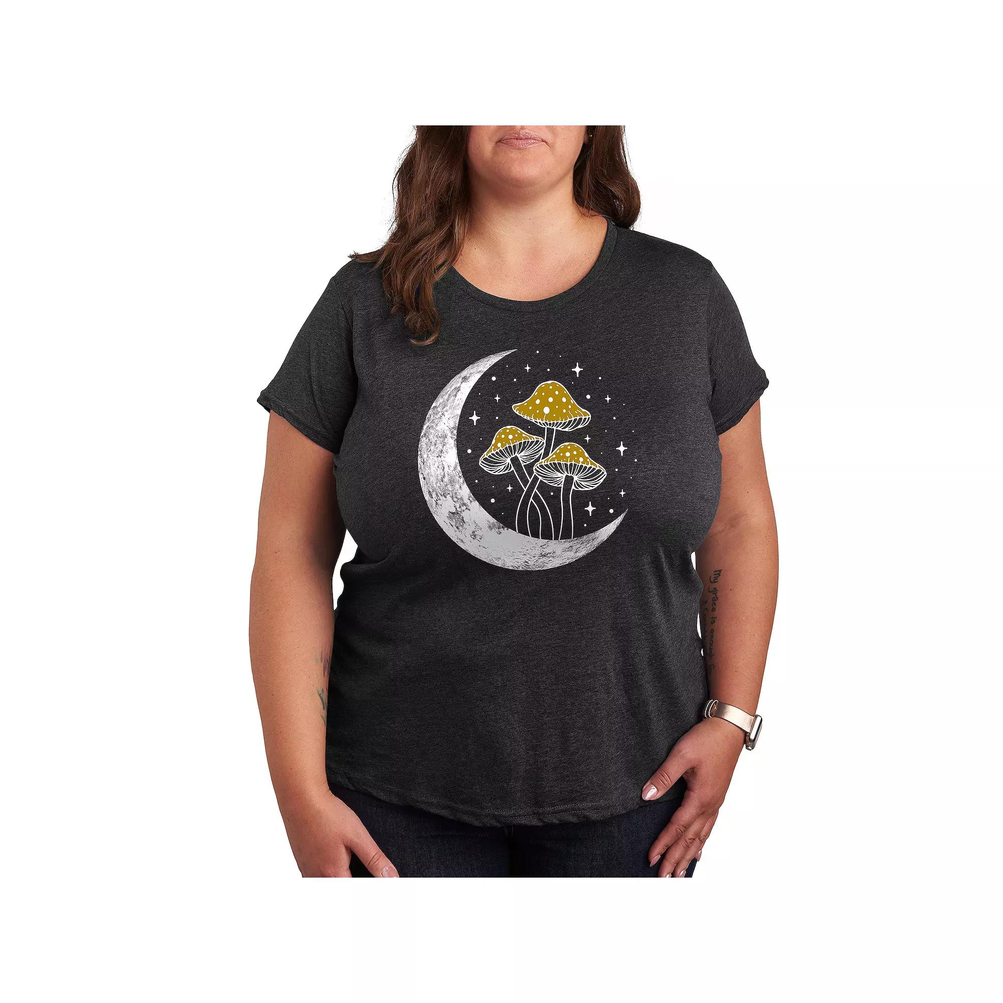 Plus Crescent Moon With Mushrooms Graphic Tee, Women's,  Product Image