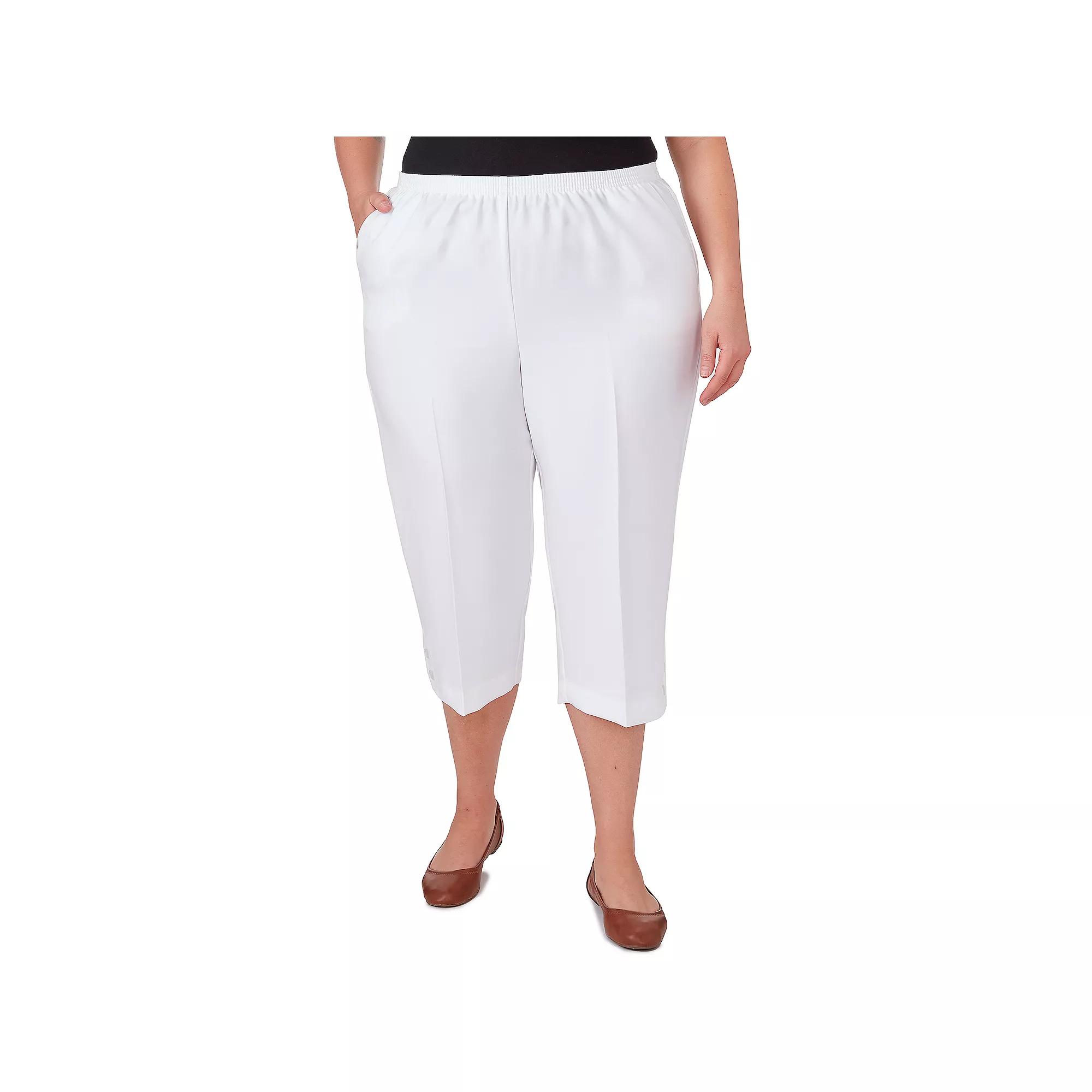 Plus Size Alfred Dunner Button Hem Capri Pant, Women's, Size: 20 W, White Product Image
