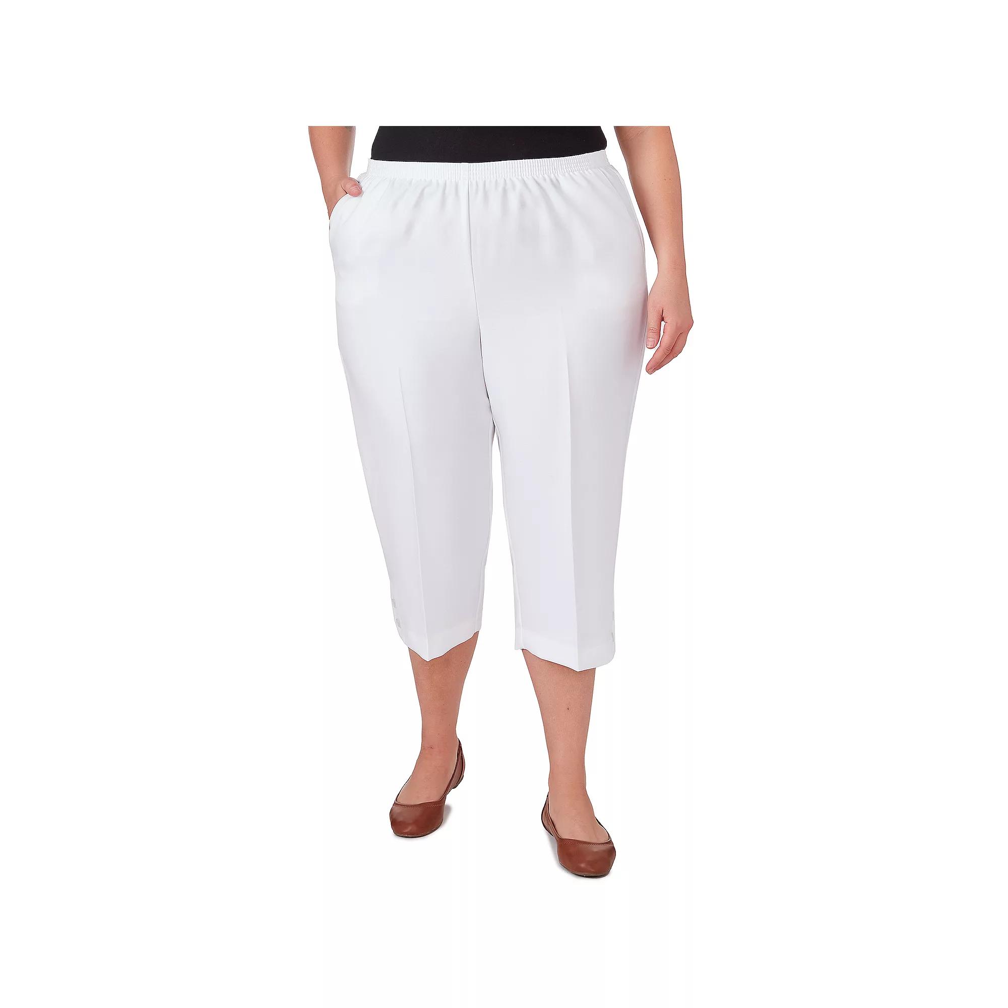 Plus Size Alfred Dunner Button Hem Capri Pant, Women's, Size: 20 W, White Product Image