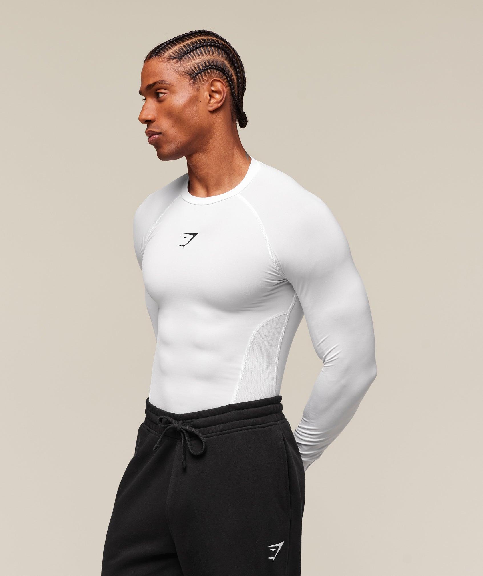 Gymshark Element Baselayer Long Sleeve T-Shirt - White Male Product Image