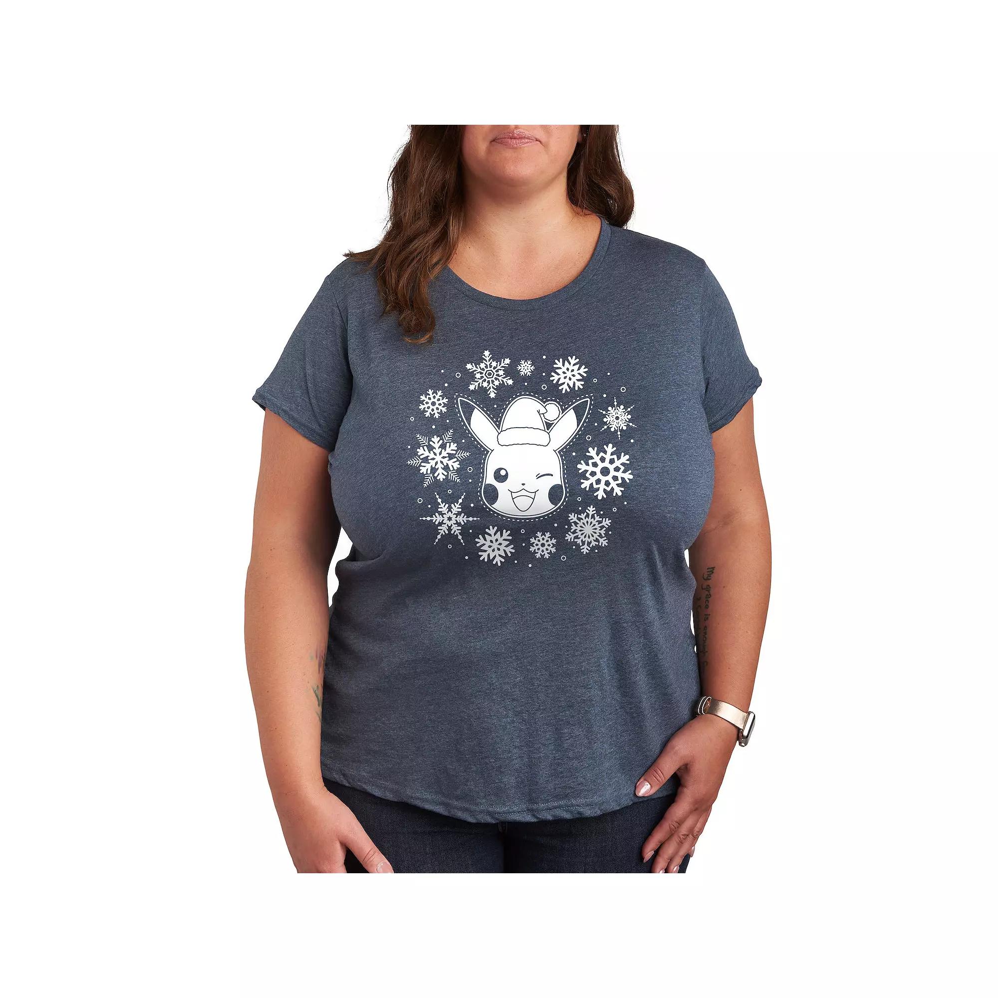 Plus Pokemon Pikachu Snowflakes Graphic Tee, Women's,  Product Image