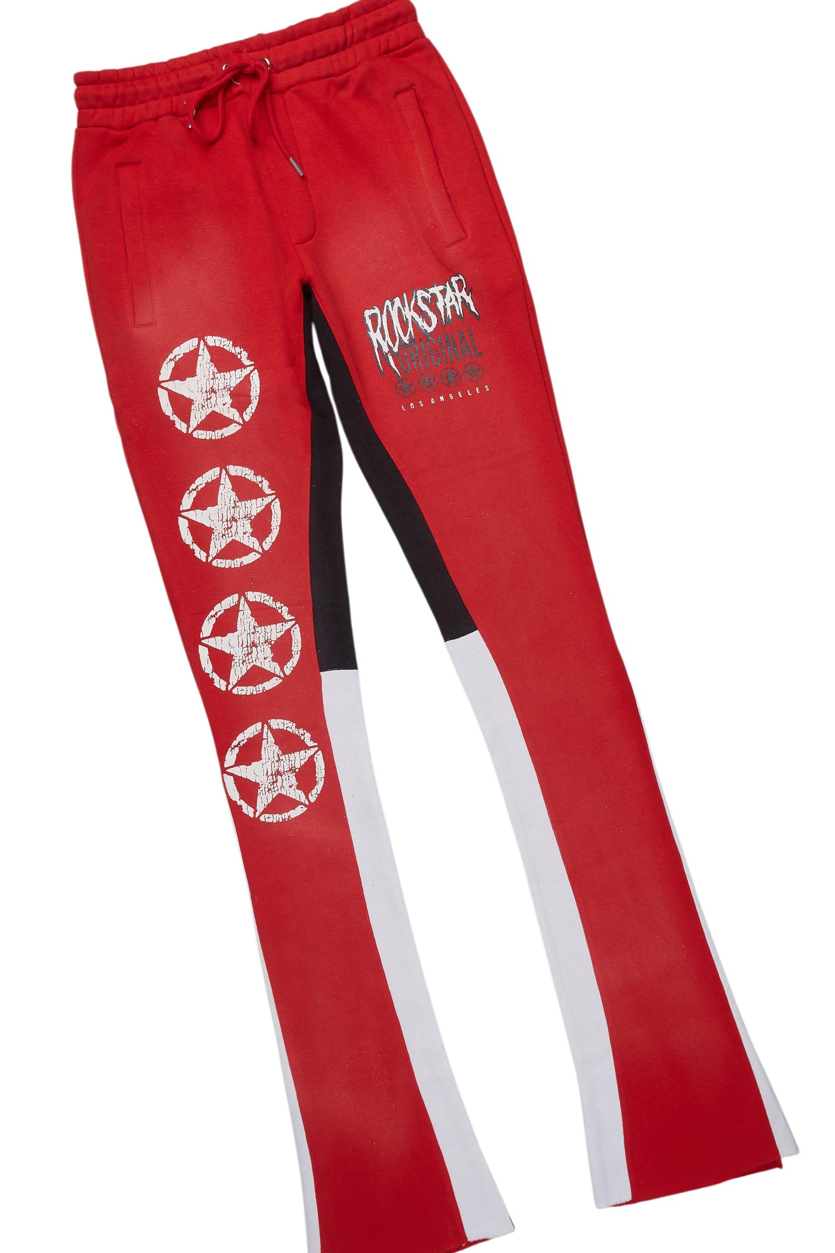 Wizzurd Red T-Shirt/Stacked Flare Pant Set Male Product Image