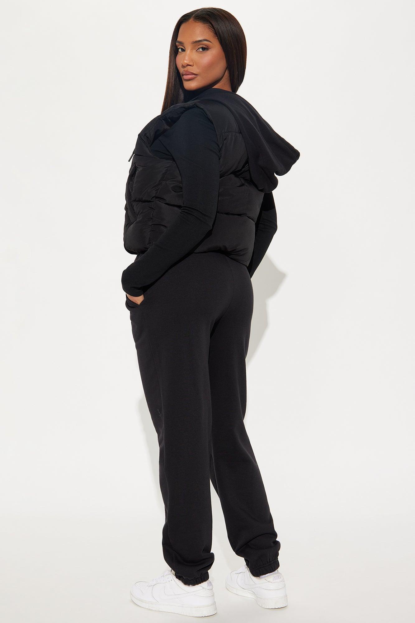 Out And About Puffer Vest Set - Black Product Image