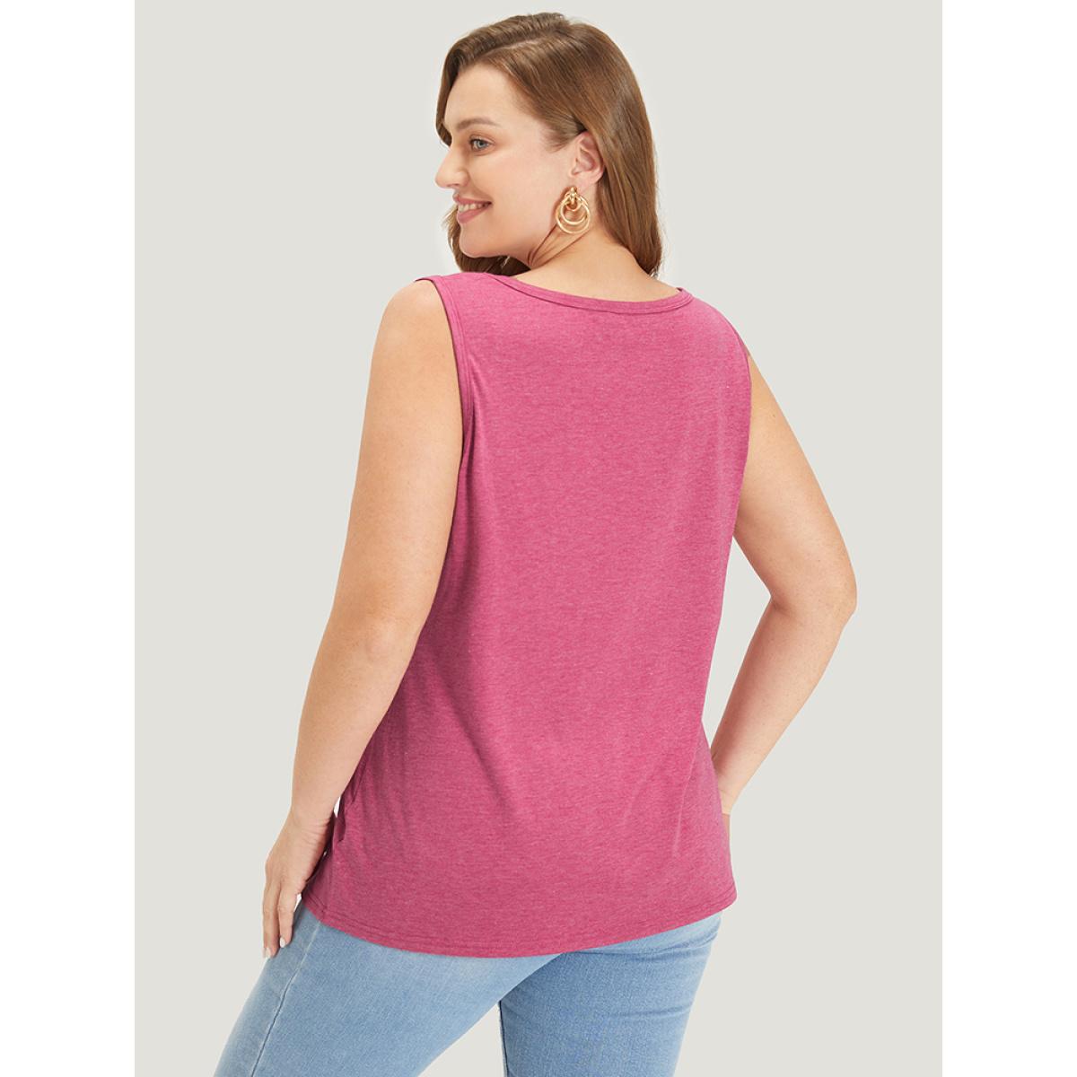 Plus Size Letter & Coconut Tree Print Crew Neck Graphic Tank Top Women RedViolet Casual Dailywear Tank Tops Camis BloomChic 10/M Product Image