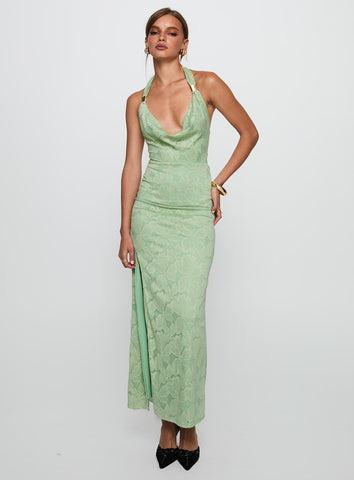 Starfall Halter Maxi Dress Sage Product Image