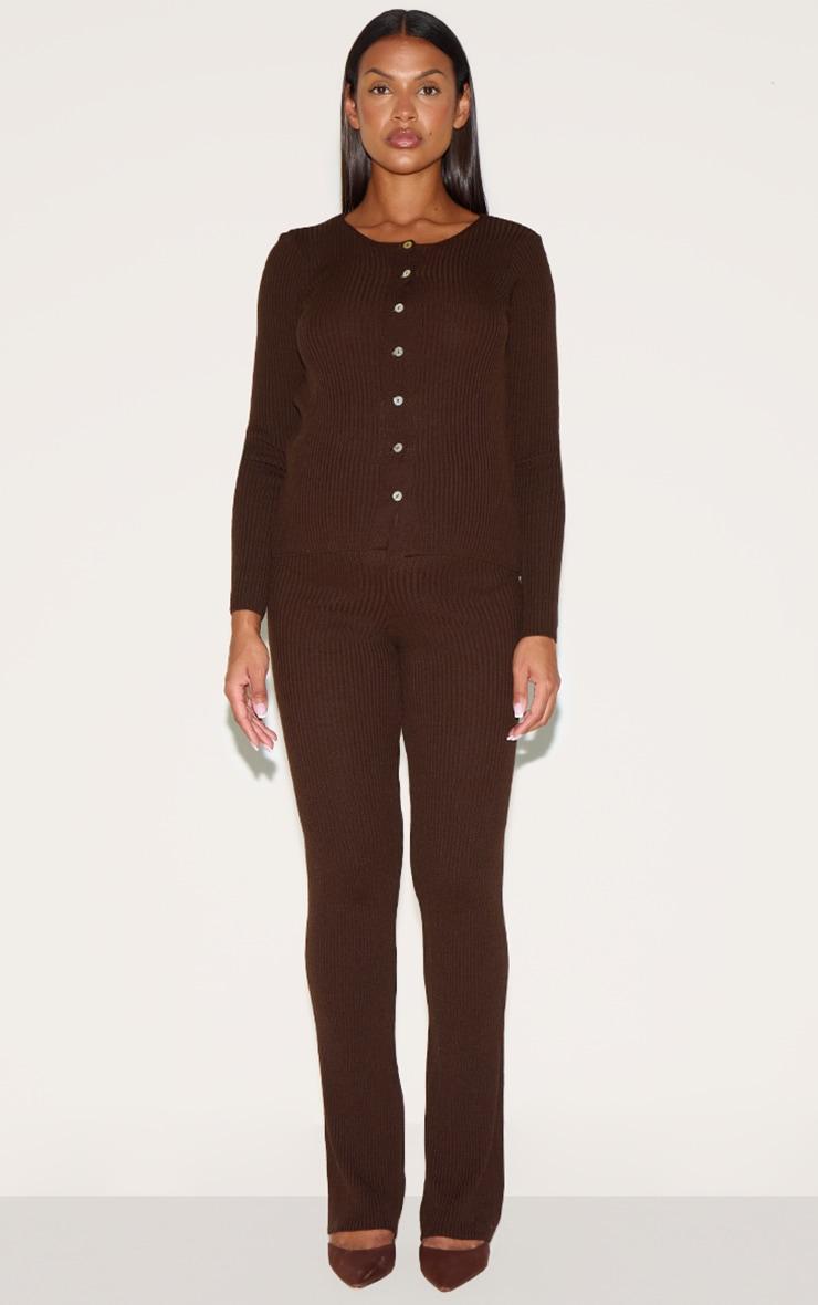 Maternity Chocolate Rib Knit Flare Pants Product Image