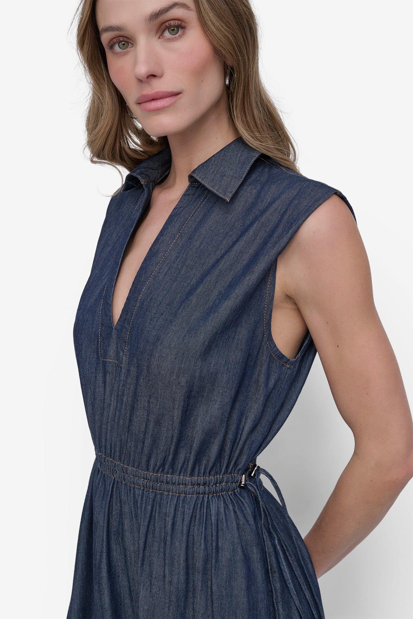 HIGH-SPLIT MIDI SHIRT DRESS Product Image