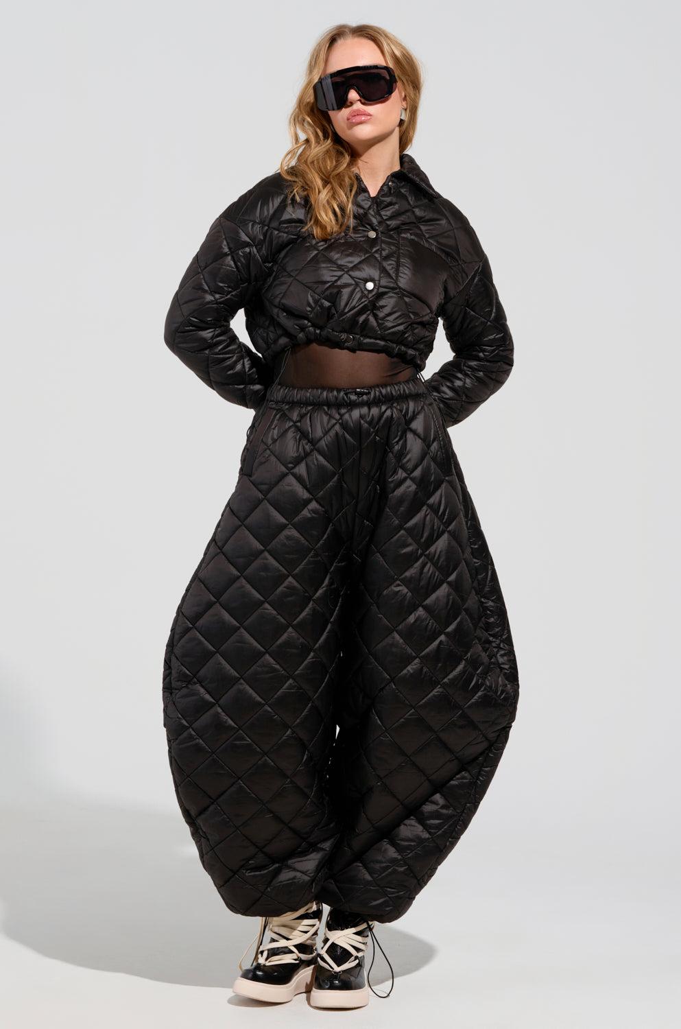 VIVI OVERSIZED PUFFER PANTS IN BLACK Product Image