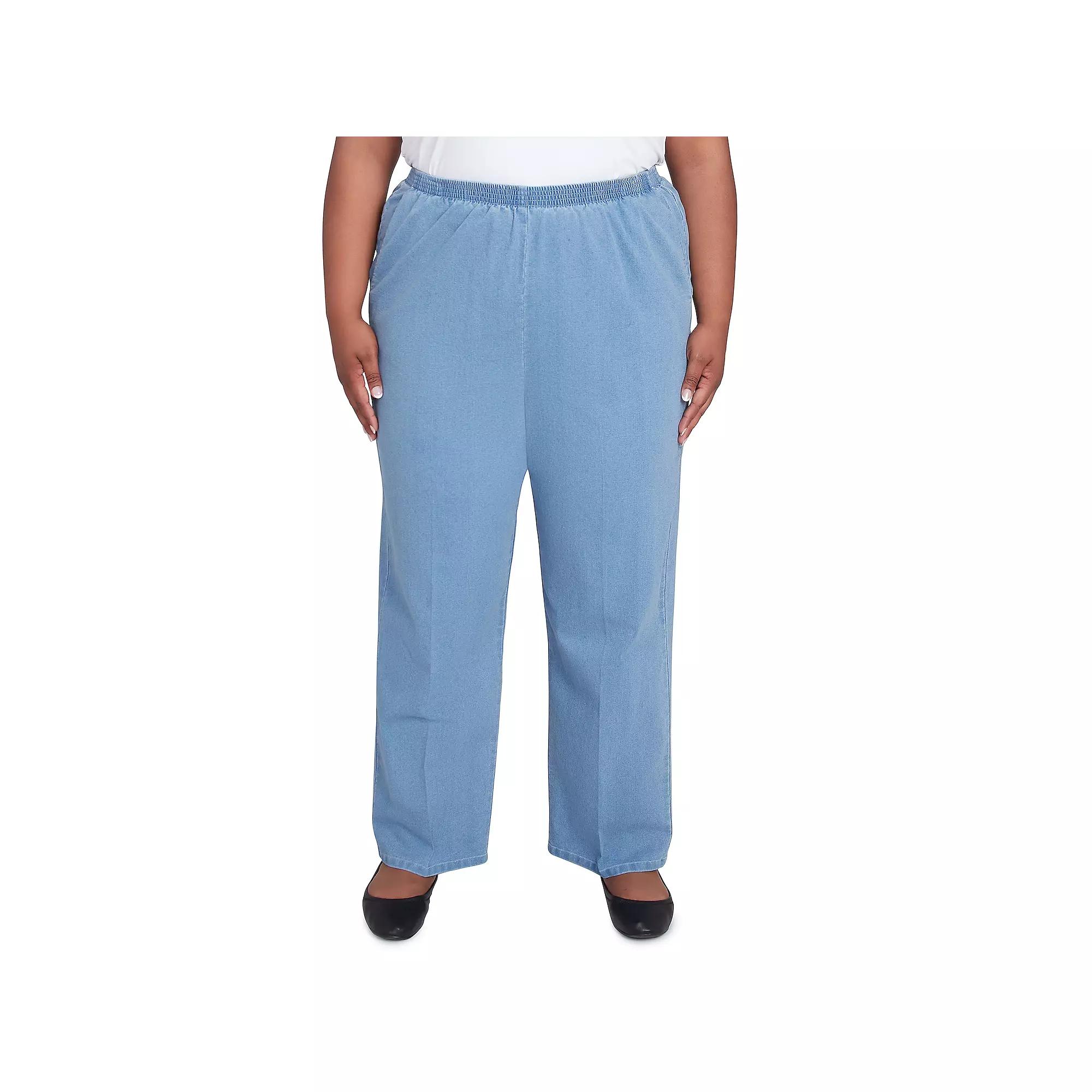Plus Size Alfred Dunner Elastic Waist Medium Length Denim Pants, Women's, Size: 22 W, Medium Blue Product Image