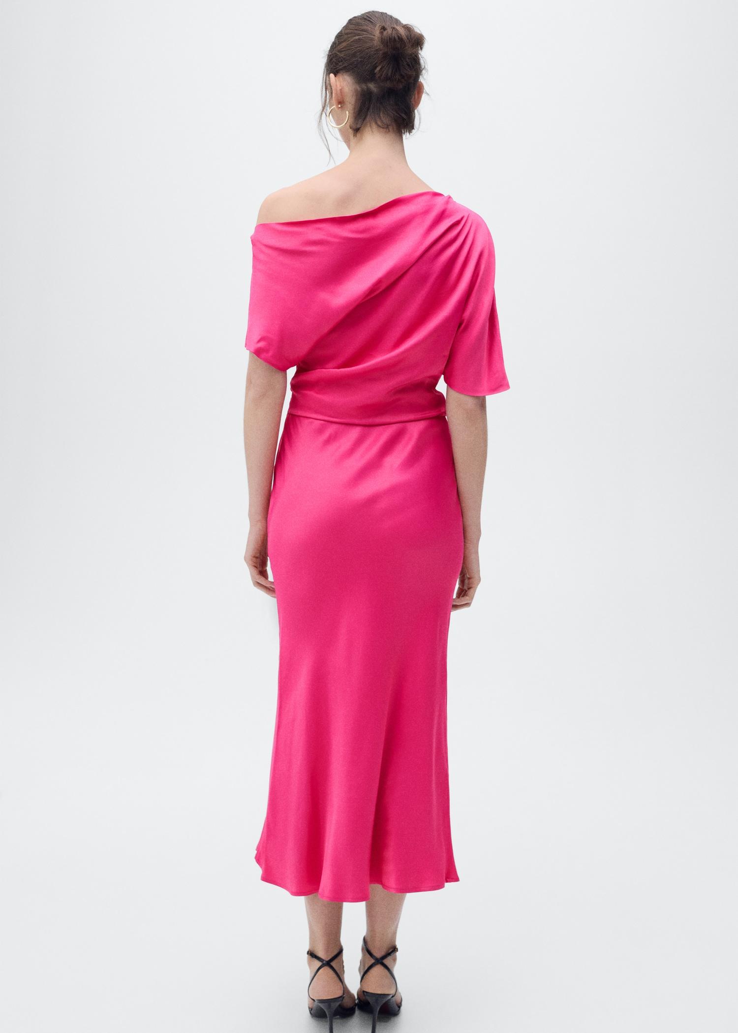 Draped asymmetrical midi-dress - Women | MANGO USA Product Image