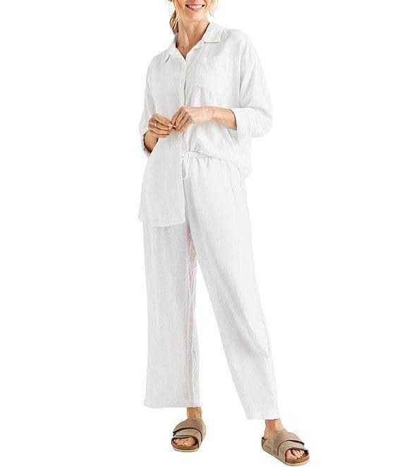 Splendid Dawson Linen Blend Long Sleeve Button Down Top Product Image