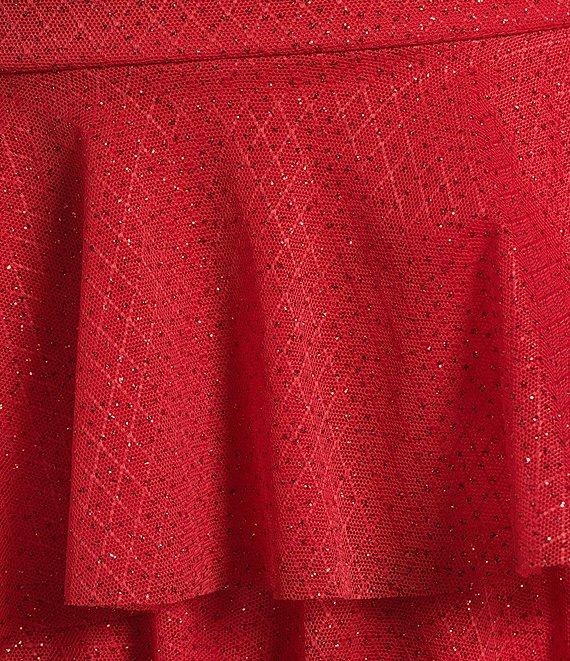 Honey and Rosie Sweetheart Off Shoulder Mesh Drape Ruffle Skirt Dress Product Image