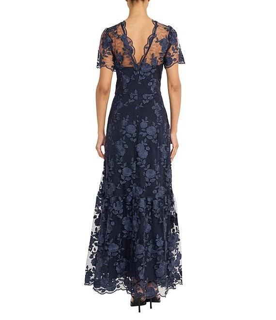 Maggy London Embroidered Mesh Floral Print A-Line Gown Product Image