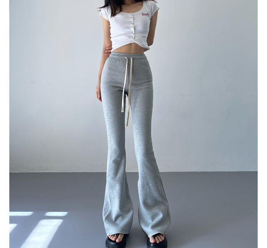 Drawstring Waist Plain Flared Sweatpants Product Image