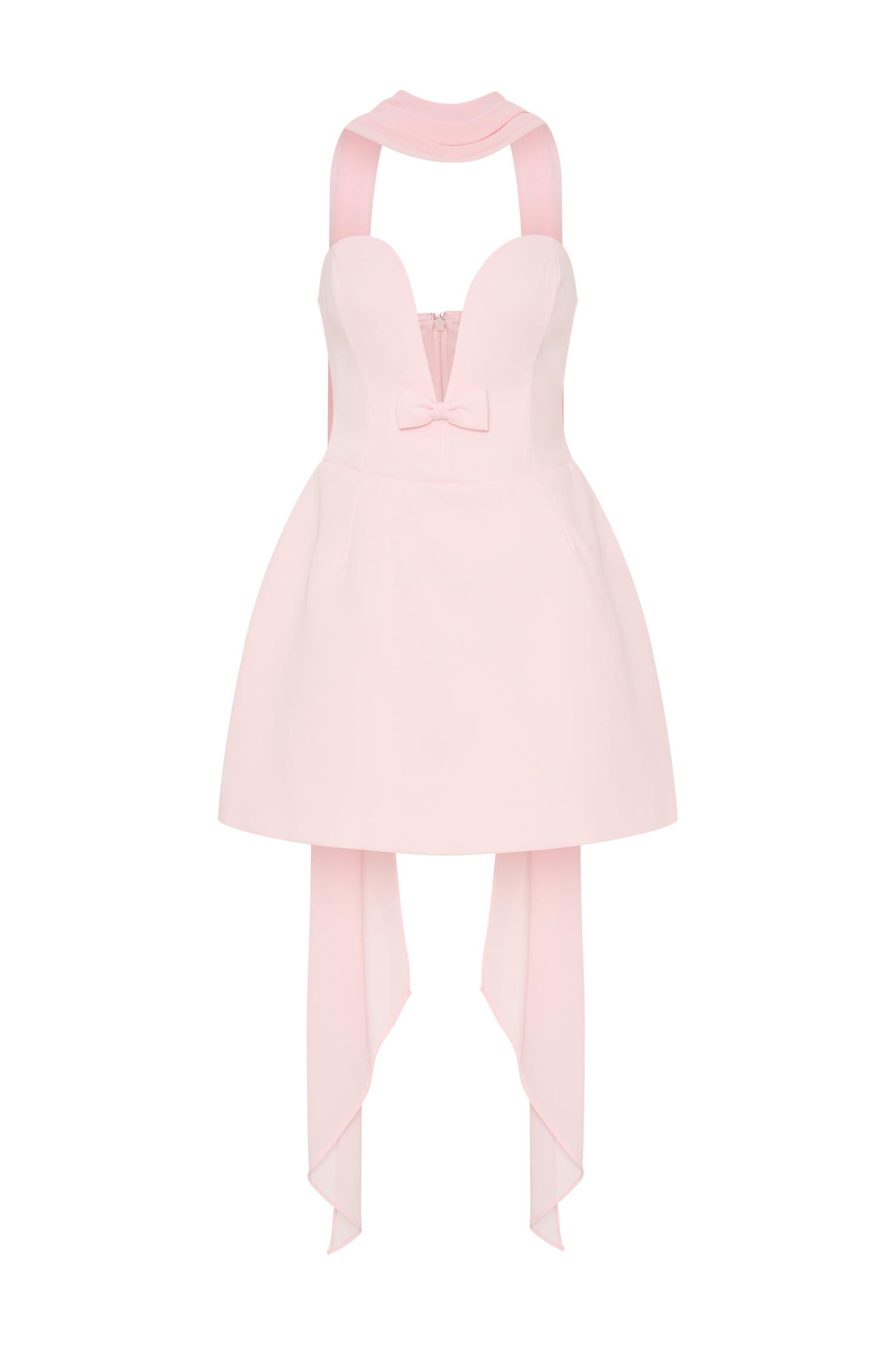 Orellia Strapless Suiting Mini Dress - Soft Pink Product Image