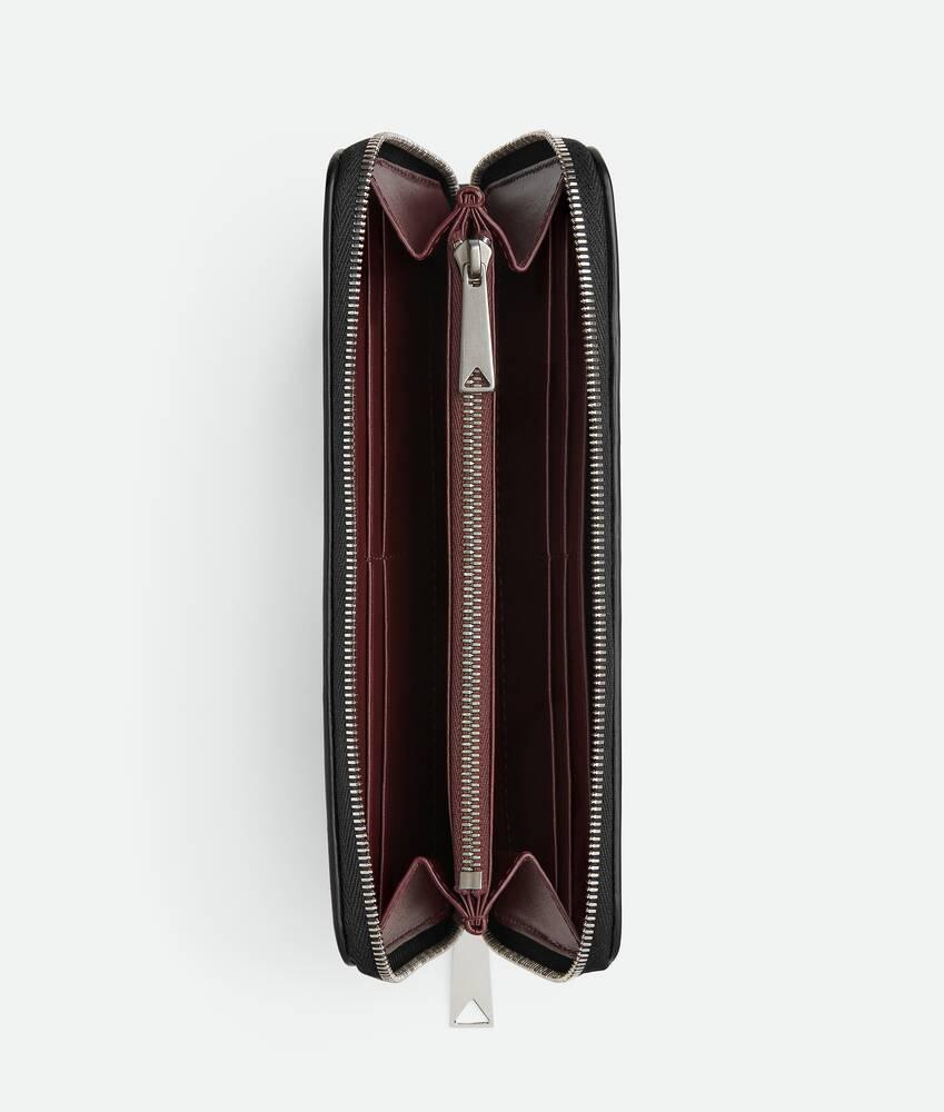Men's Intrecciato Zip Around Wallet in Black/madder brown Product Image